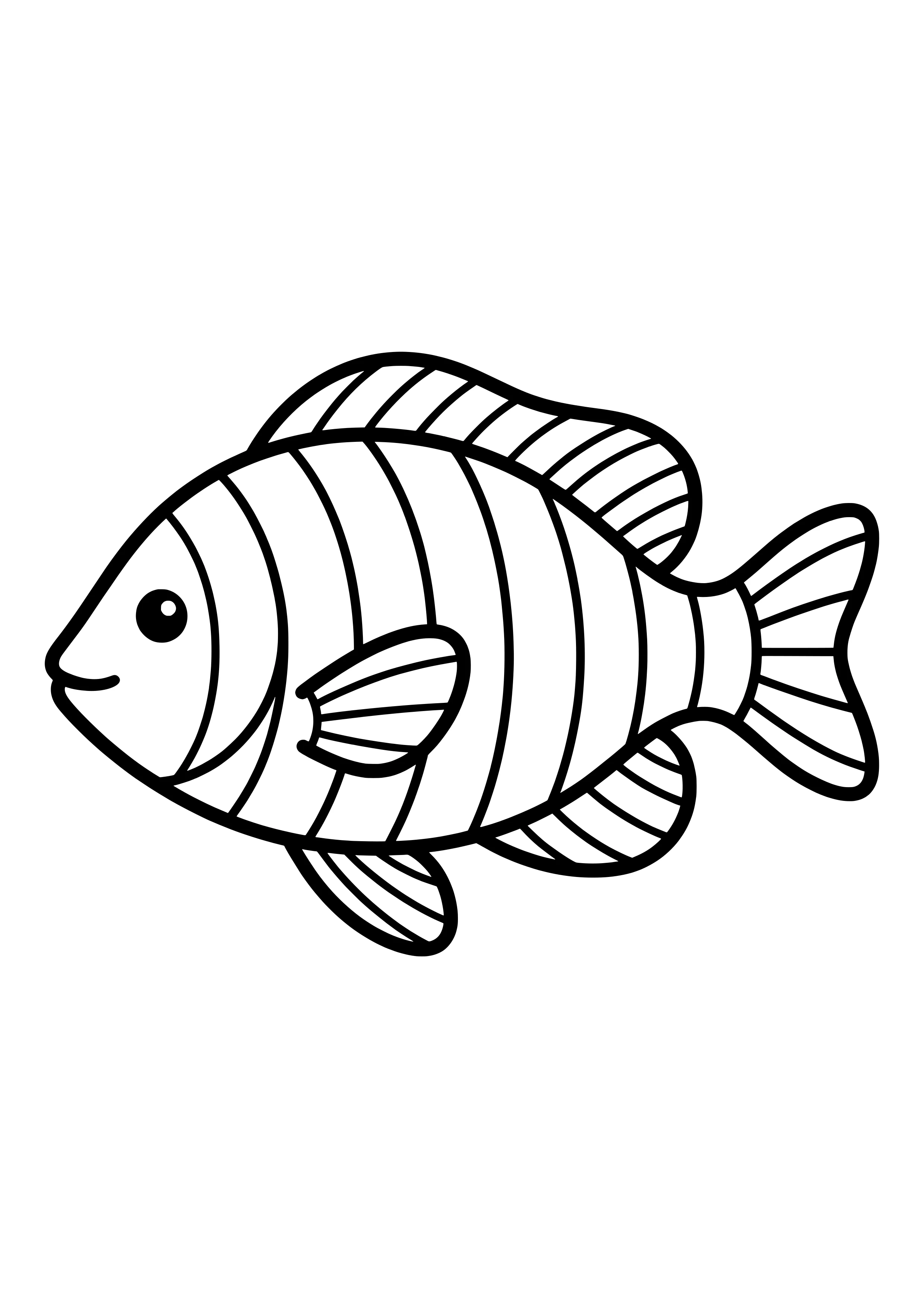 Fish with colorful stripes free coloring page for kids