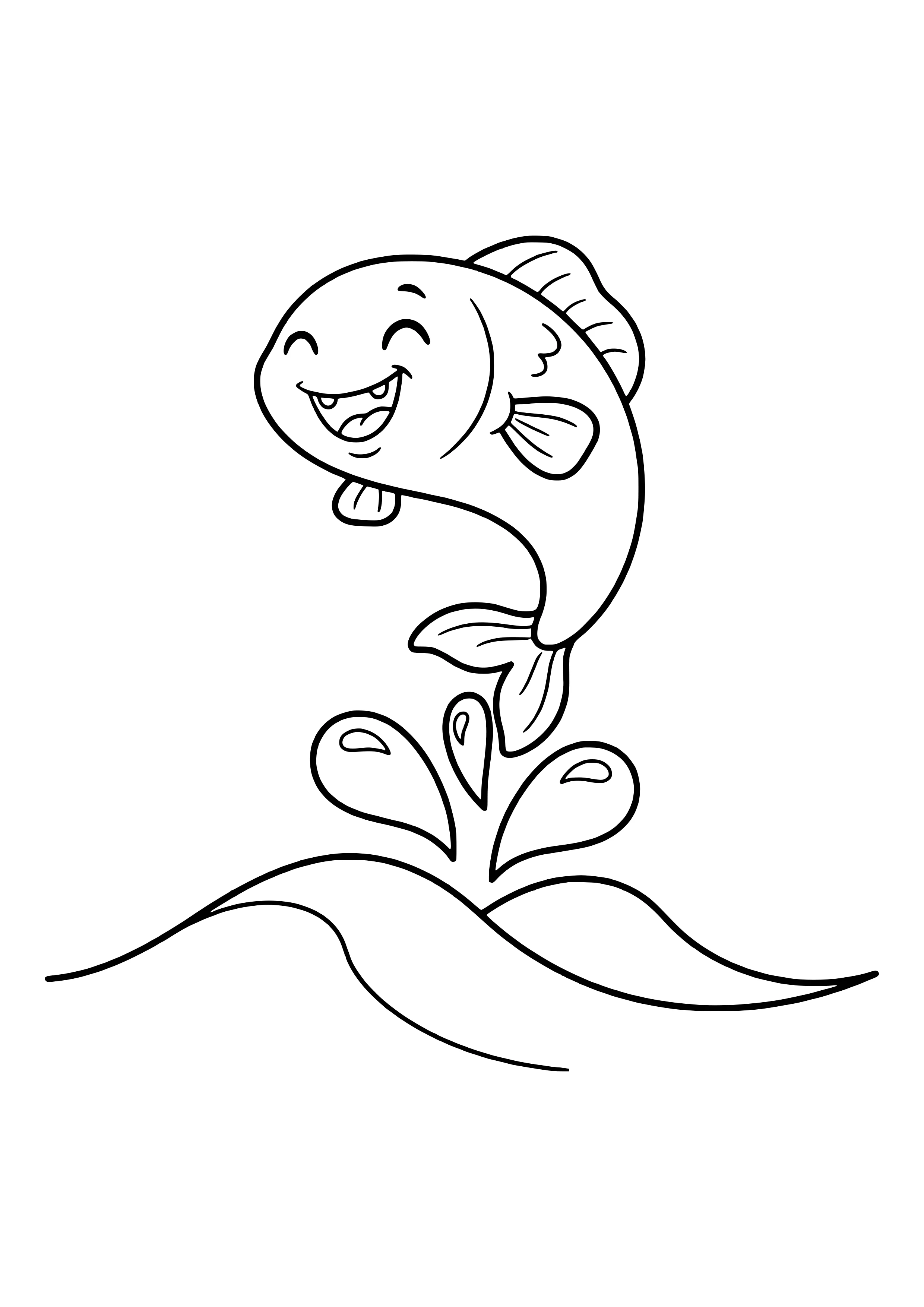 Fish jumping out of the water free coloring page for kids
