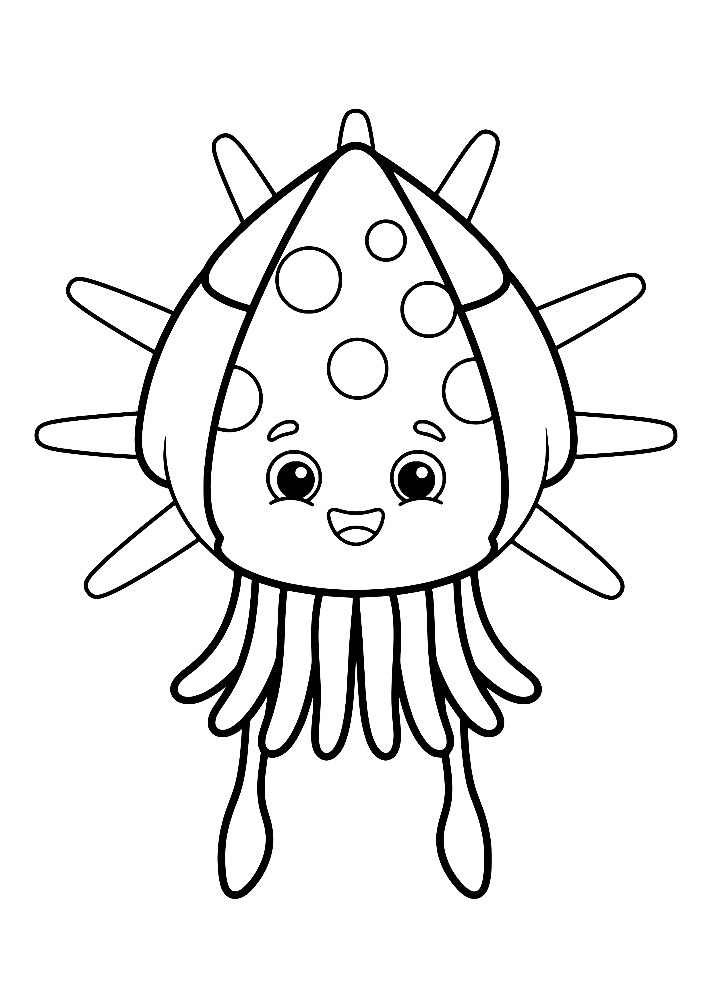 Squid glowing in the dark free coloring page for kids