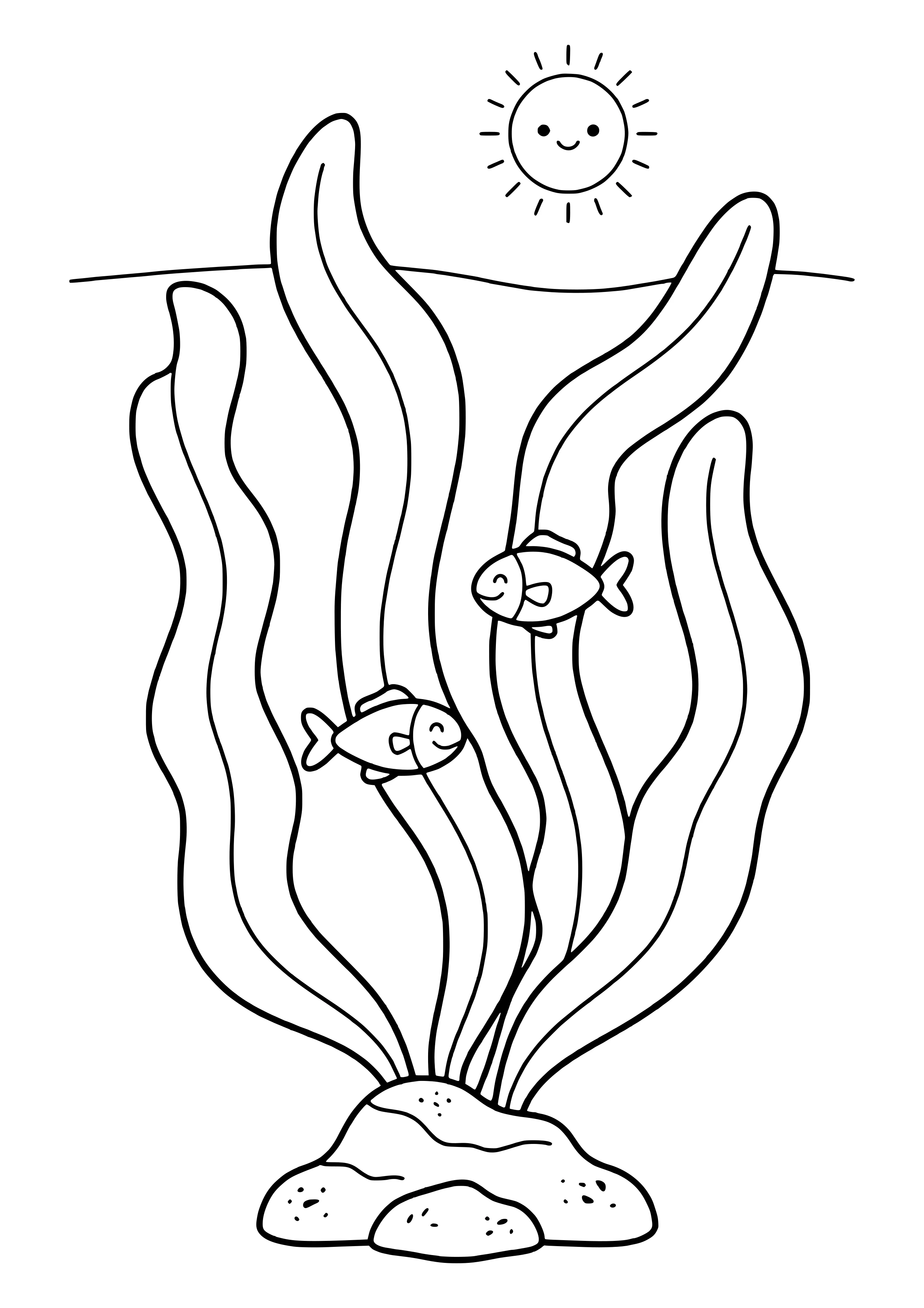 Kelpwald ragt zur Wasseroberfläche Ausmalbild kostenlos für Kinder