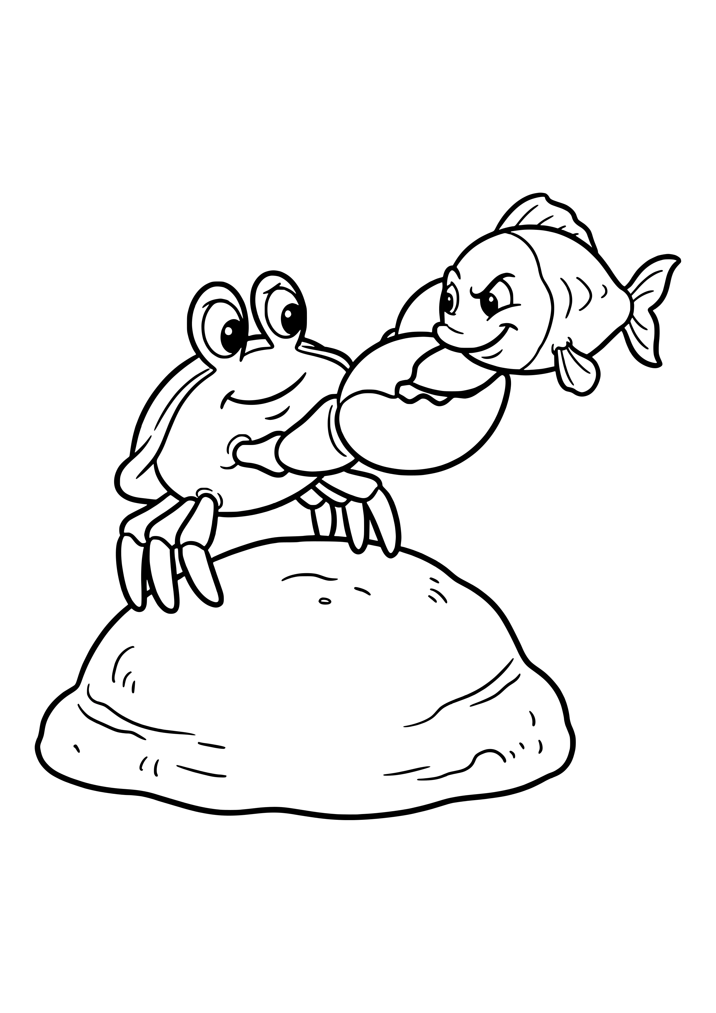 Crab fighting with a big claw free coloring page for kids