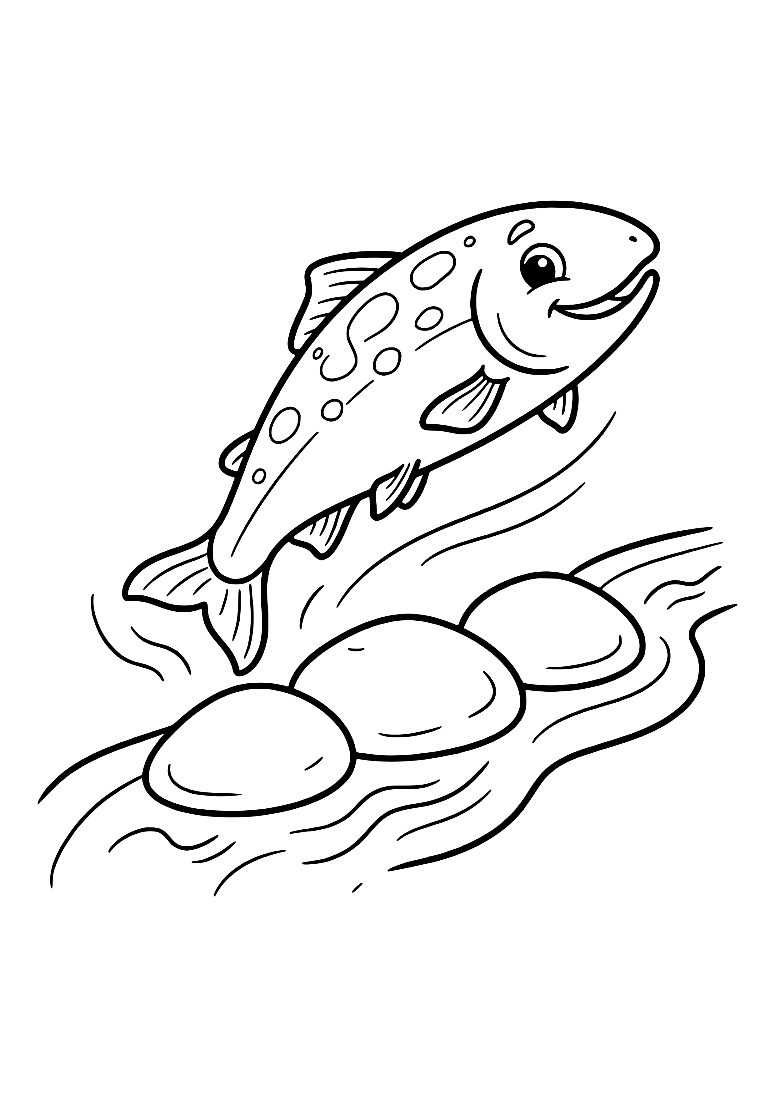 Salmon swimming upstream free coloring page for kids