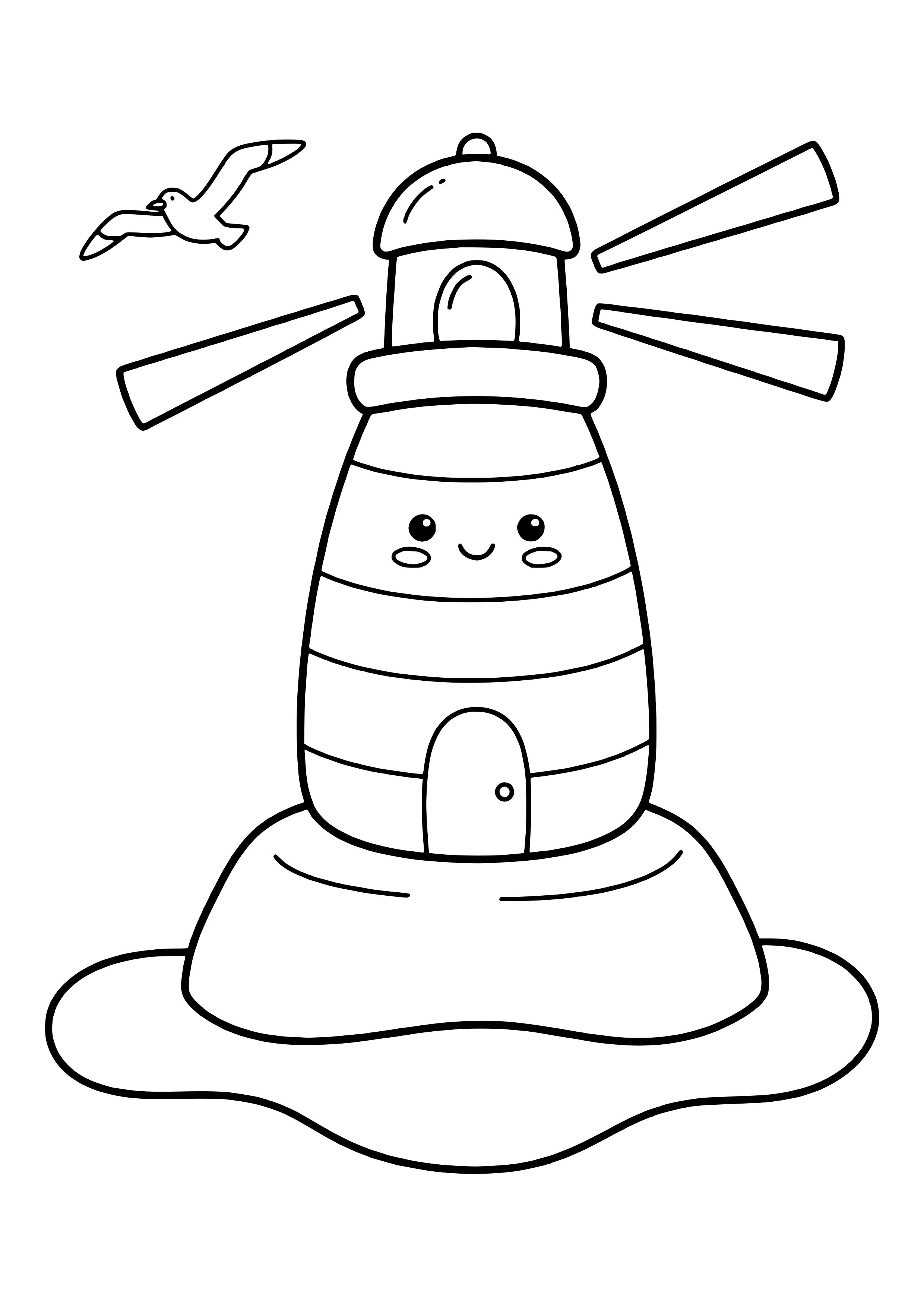 Lighthouse watching over the coast free coloring page for kids