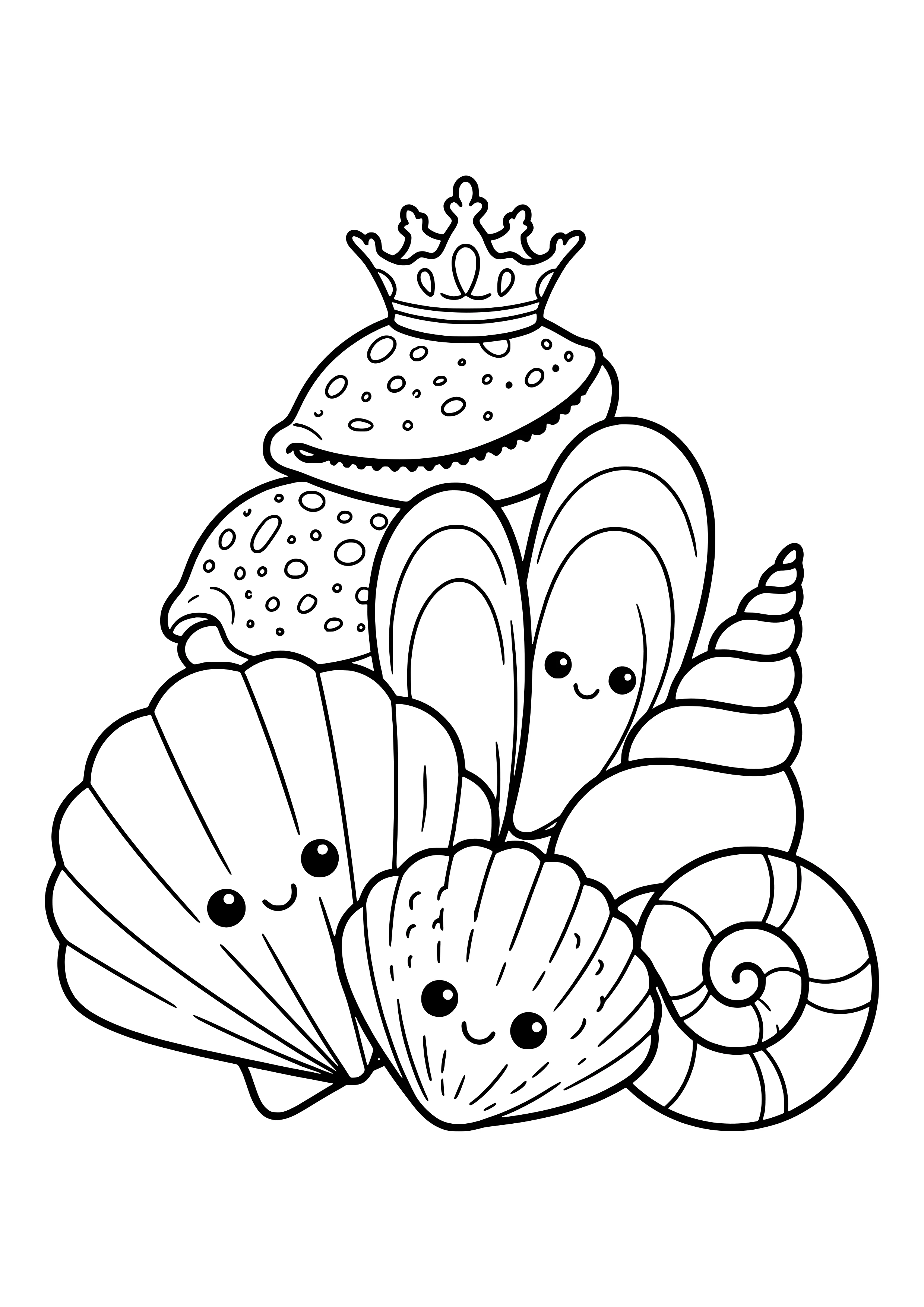 Muschelbank am Meeresboden Ausmalbild kostenlos für Kinder