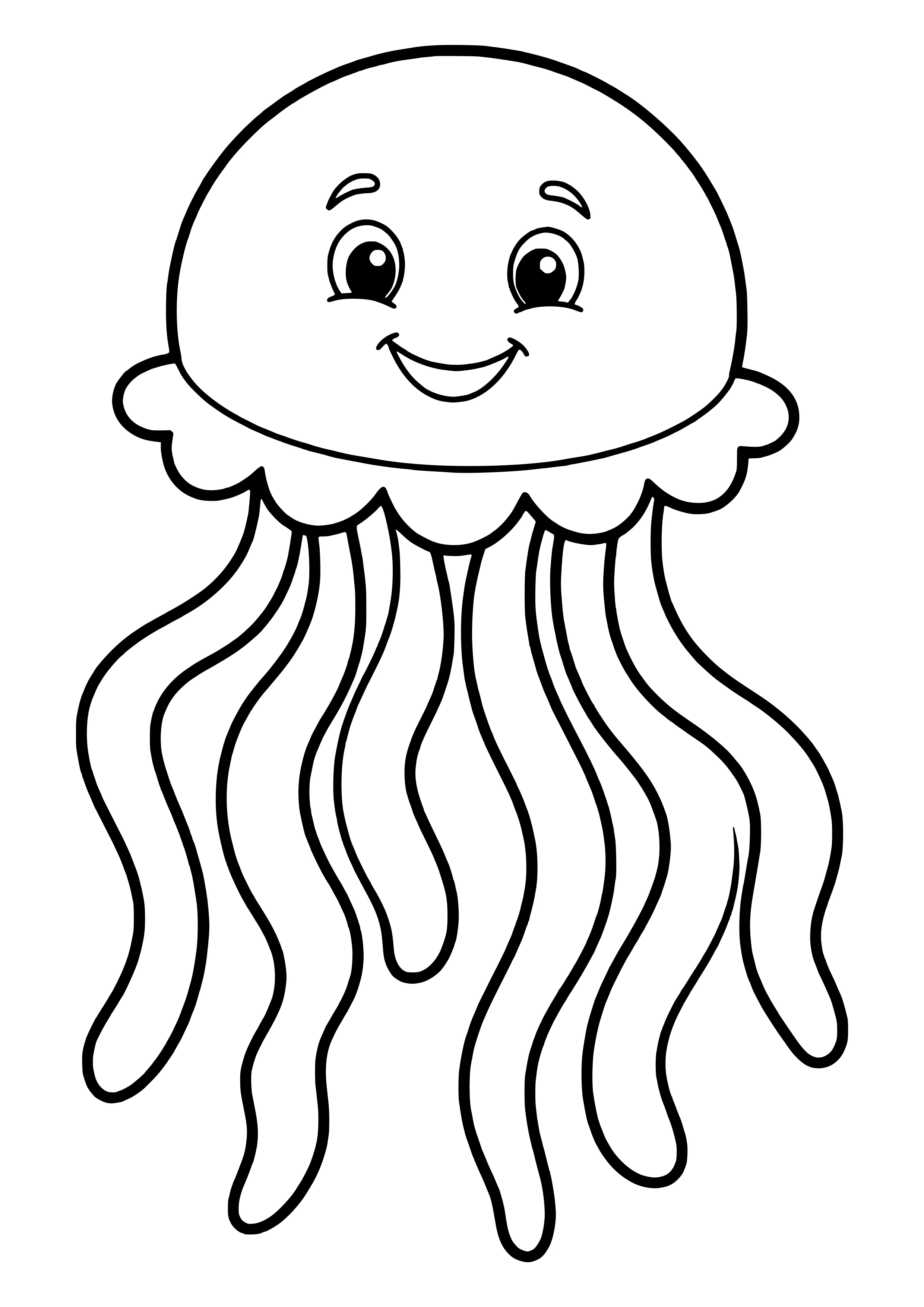 Qualle schwebt elegant Ausmalbild kostenlos für Kinder