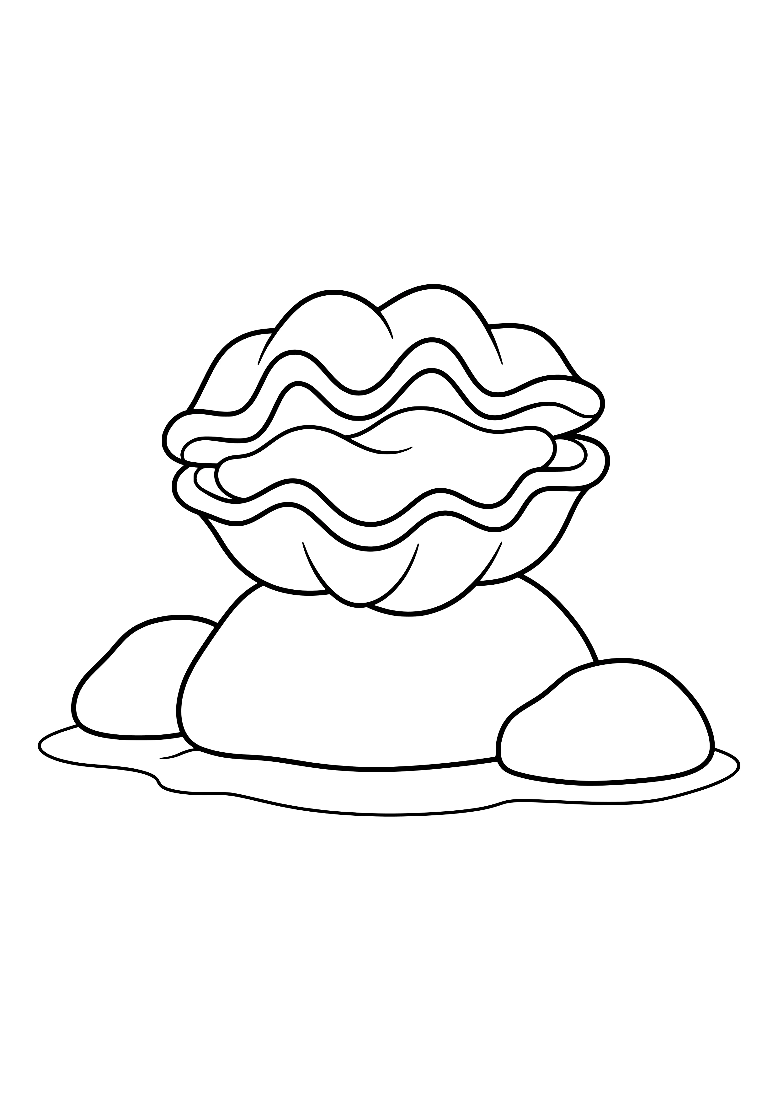 Giant clam on the reef floor free coloring page for kids