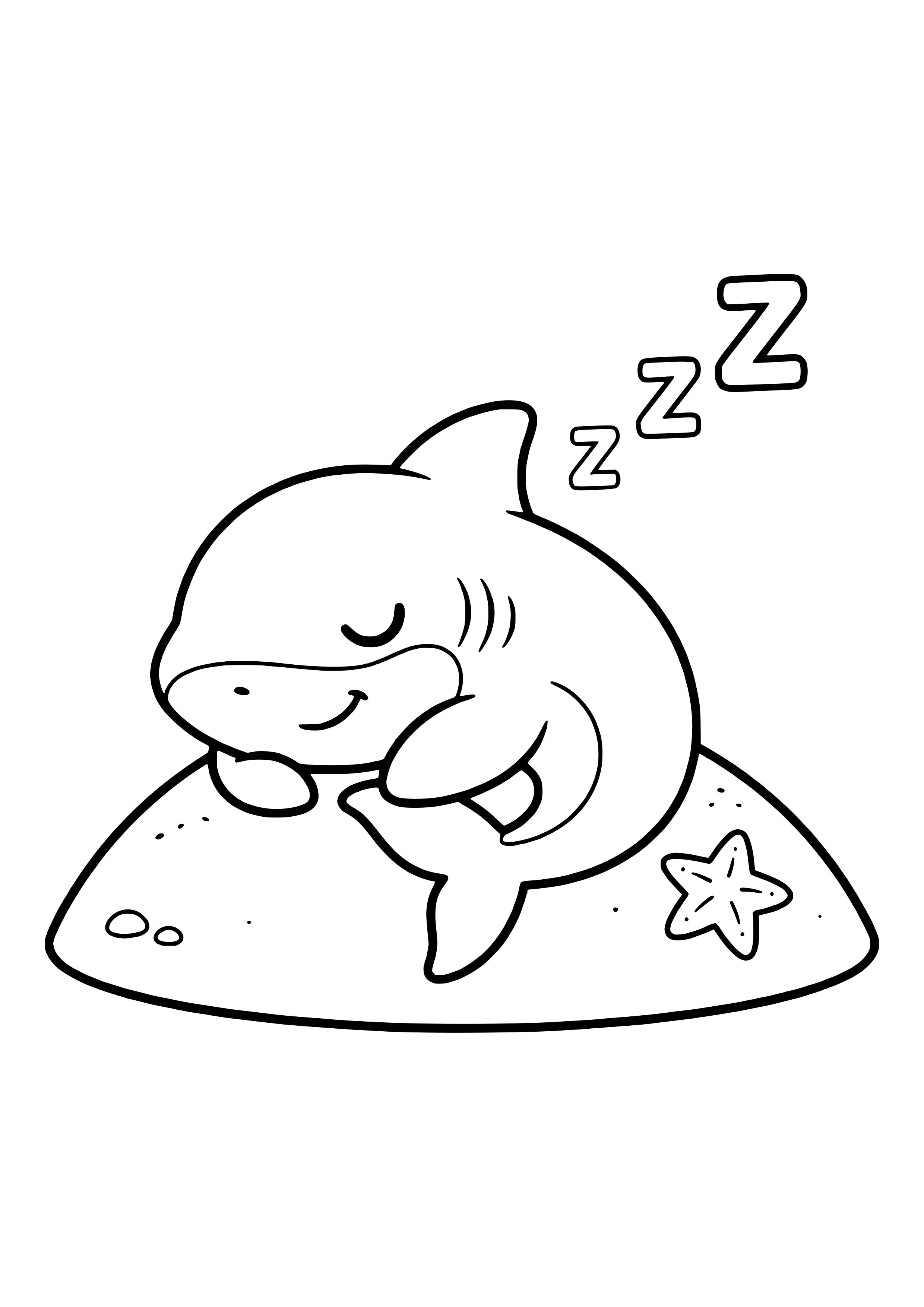 Reef shark resting on the sandy bottom free coloring page for kids