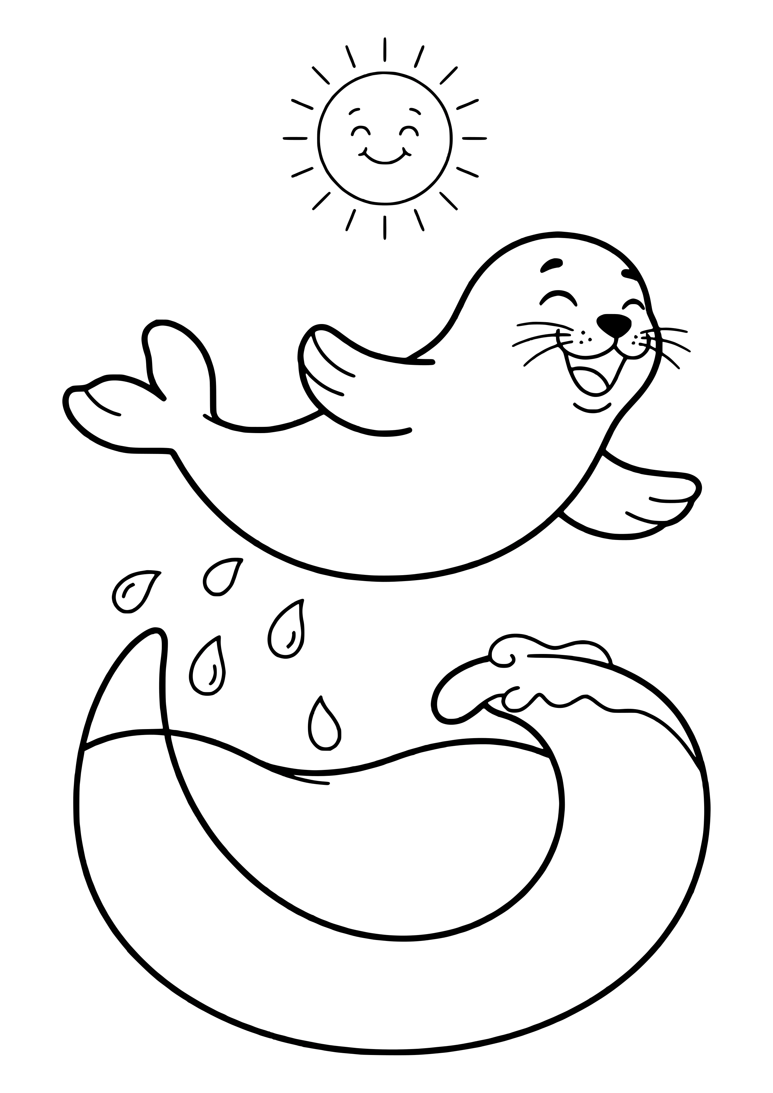 Seal playfully leaping out of the water free coloring page for kids