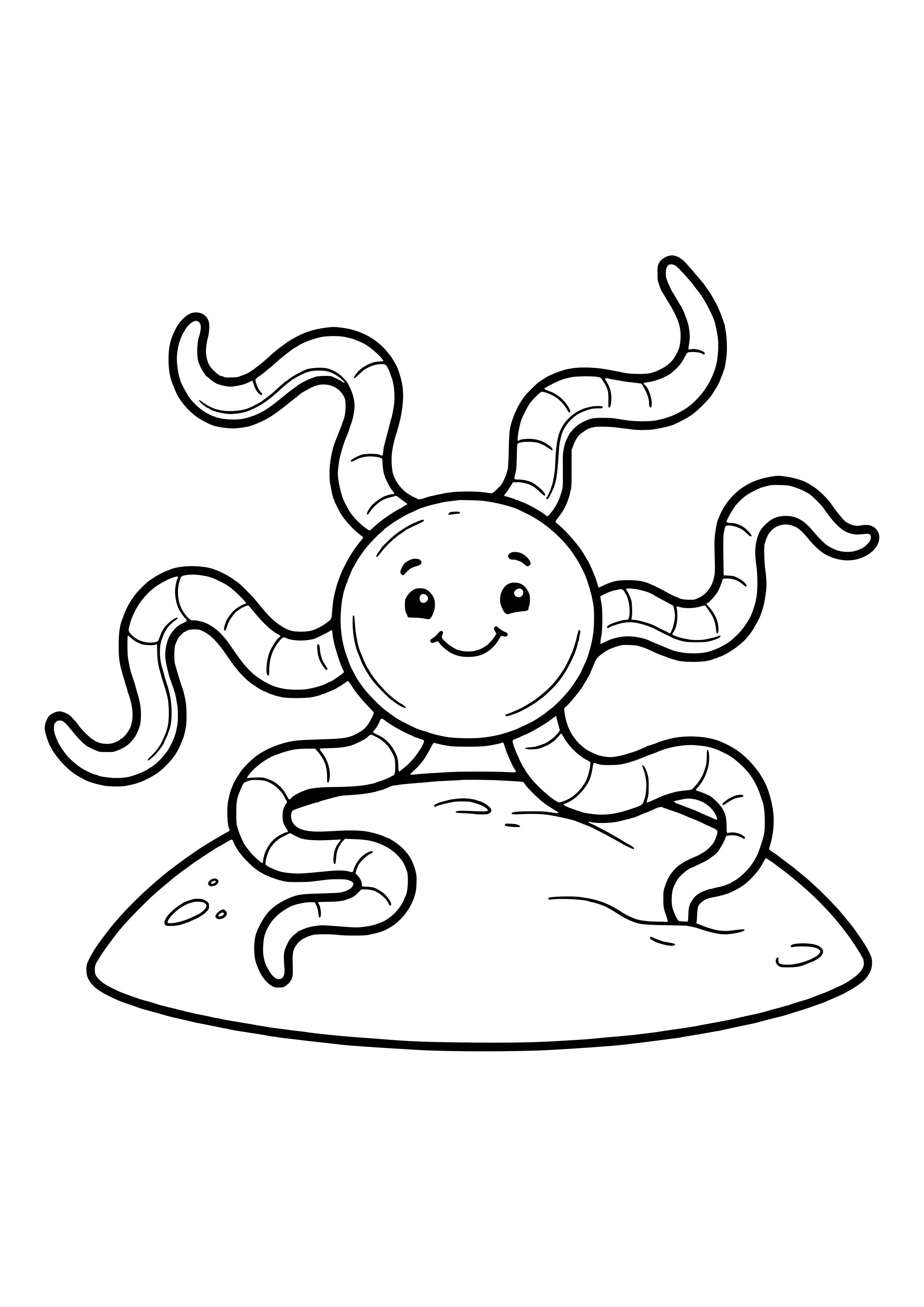 Brittle star crawling over sand free coloring page for kids