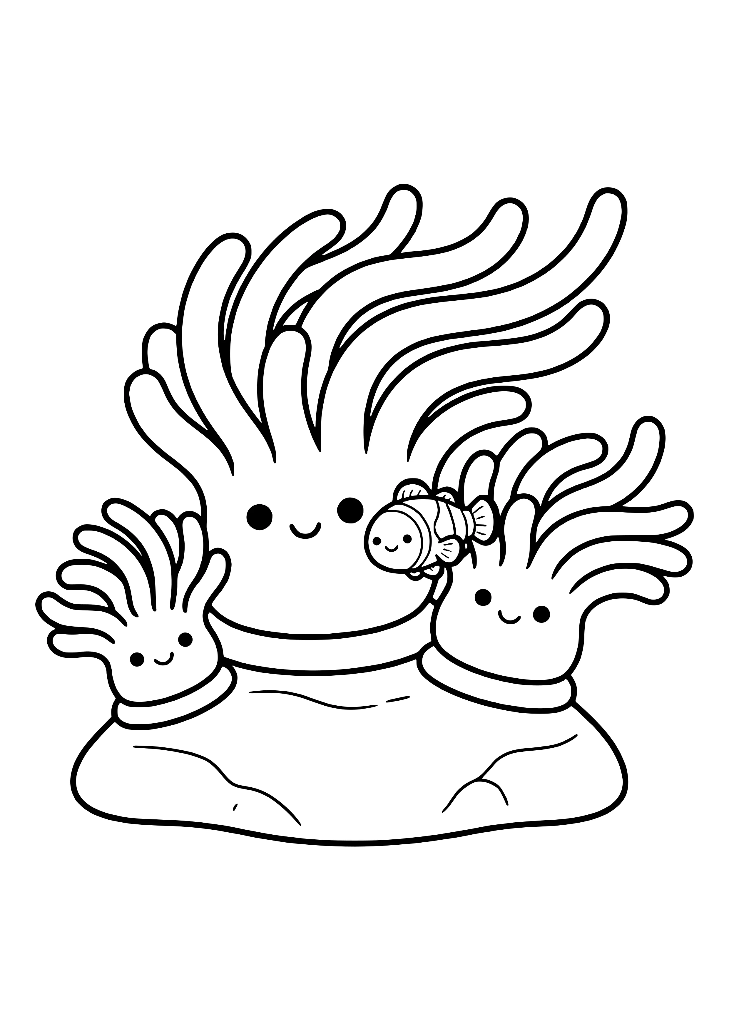 Garden of sea anemones free coloring page for kids