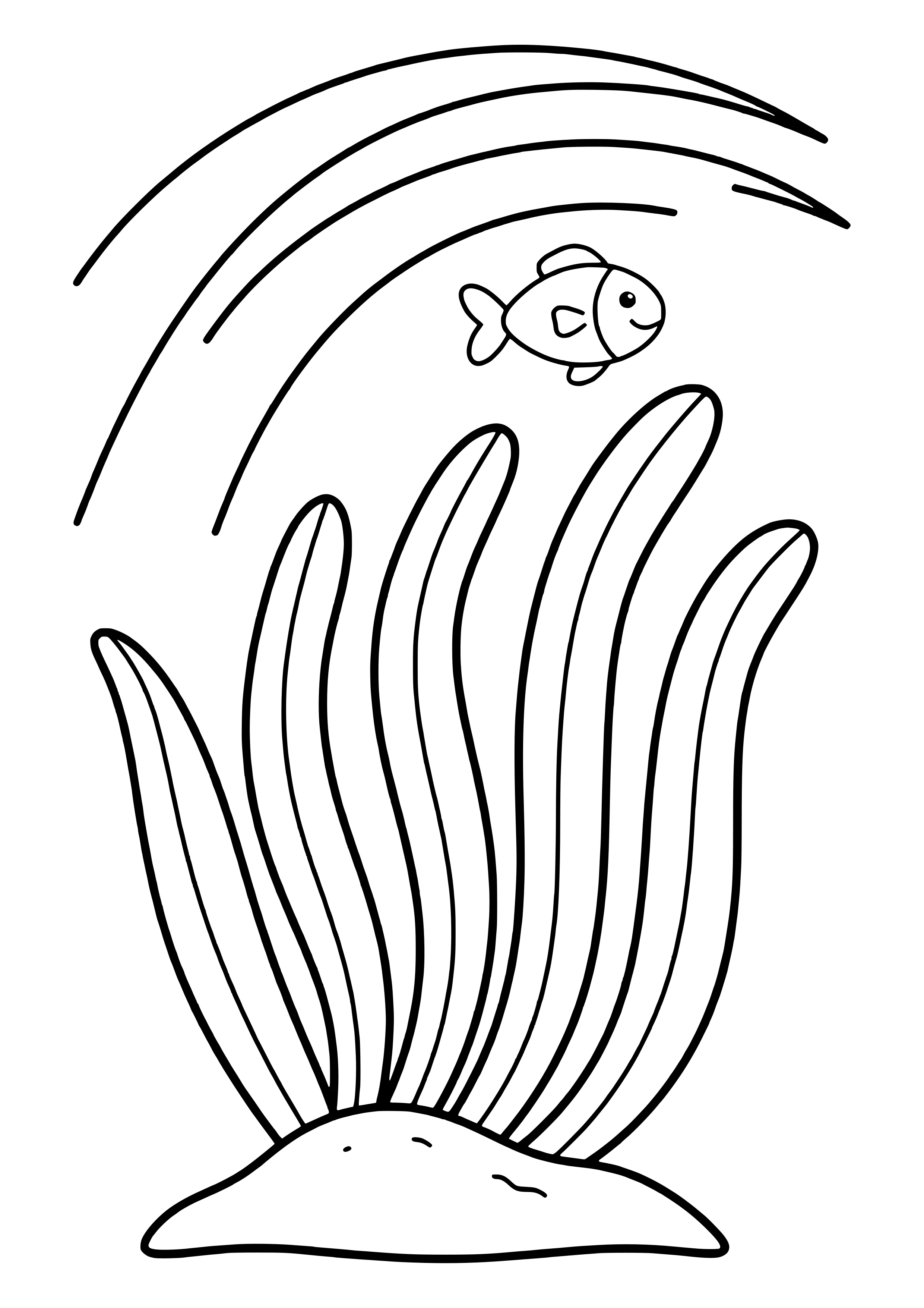 Seagrass gently swaying in the current free coloring page for kids