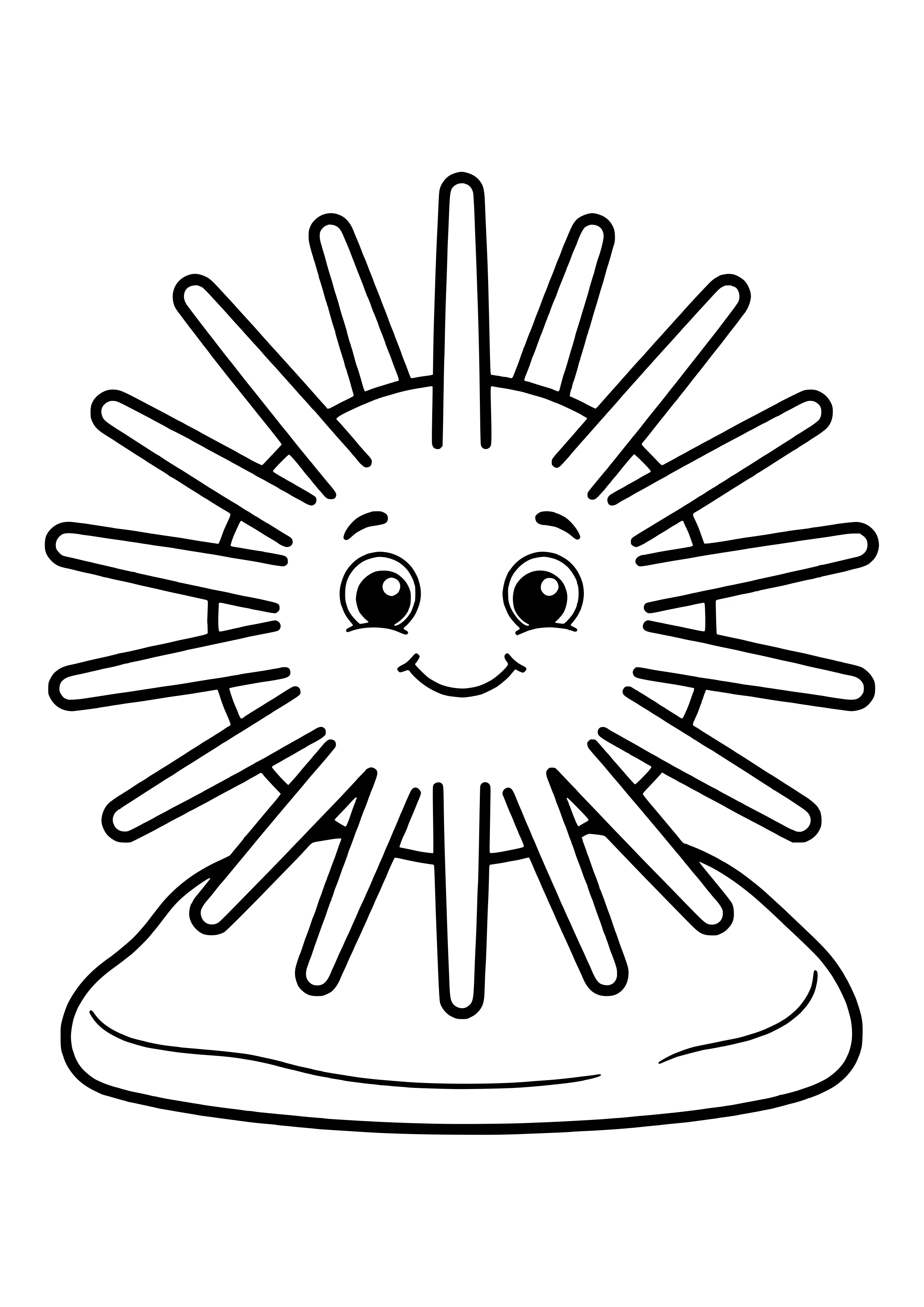 Seeigel mit langen Stacheln Ausmalbild kostenlos für Kinder