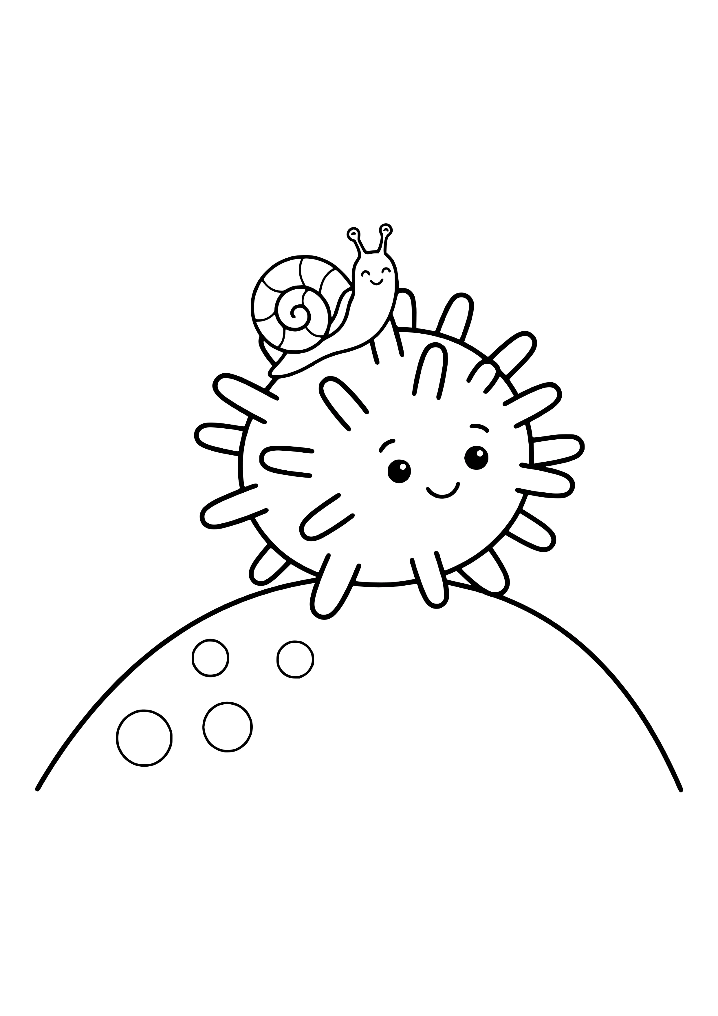 Seeigel wandert langsam über den Grund Ausmalbild kostenlos für Kinder