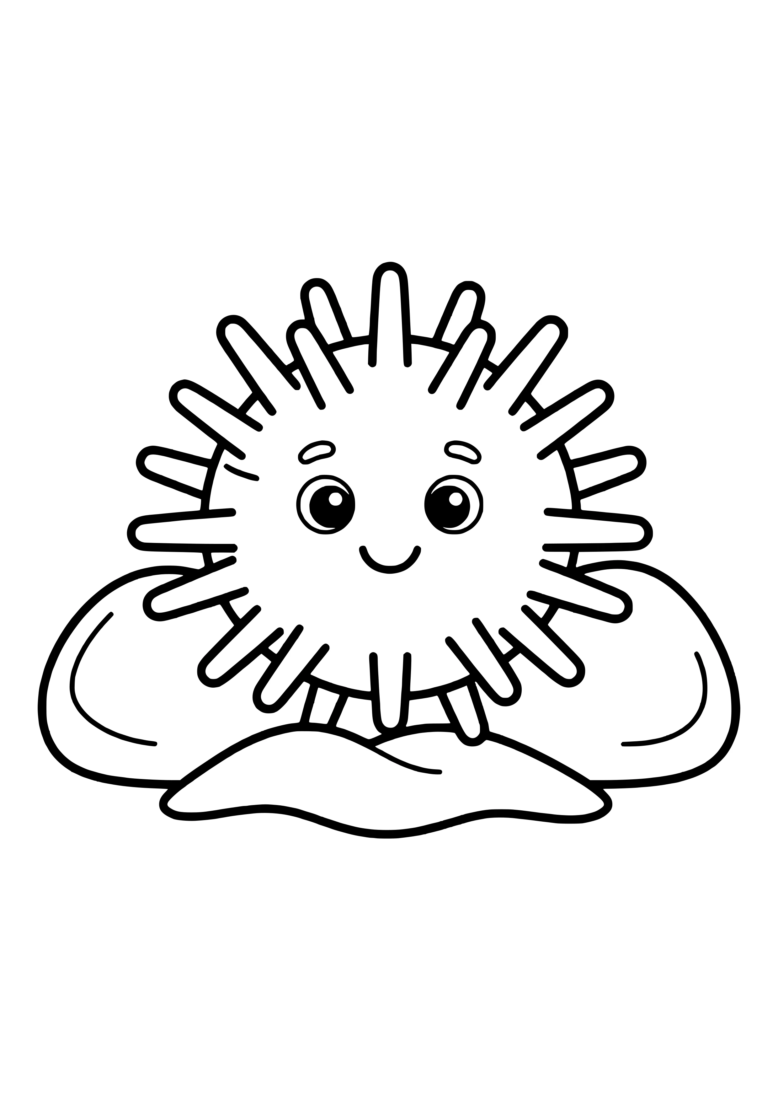 Seeigel zwischen Steinen Ausmalbild kostenlos für Kinder