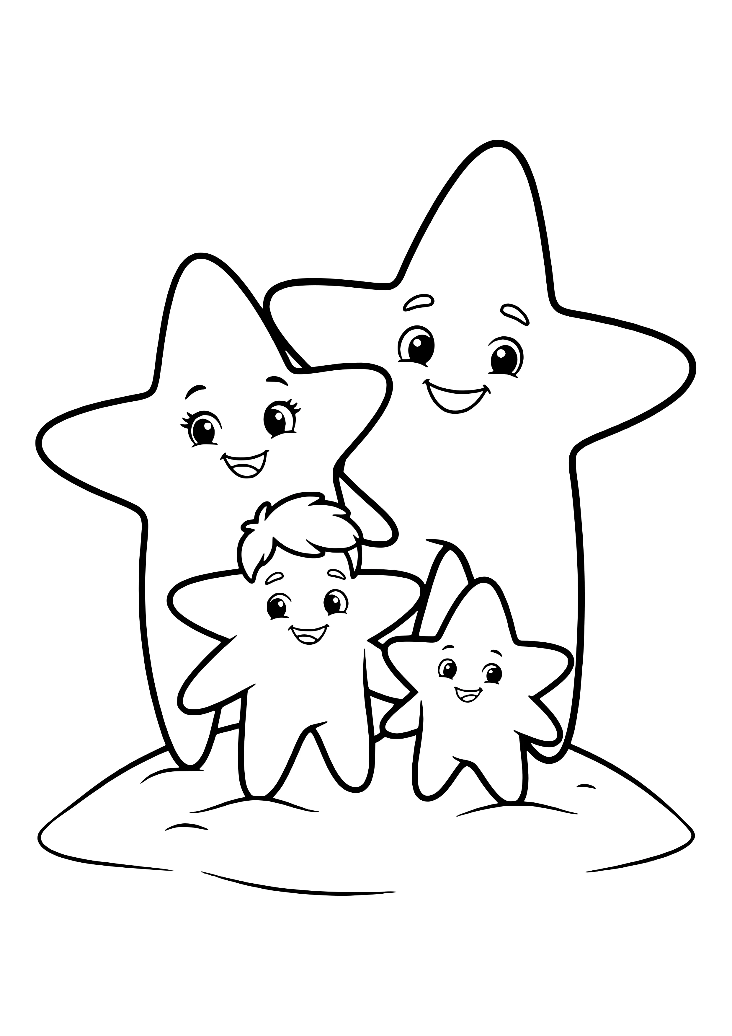 Starfish family on the seafloor free coloring page for kids