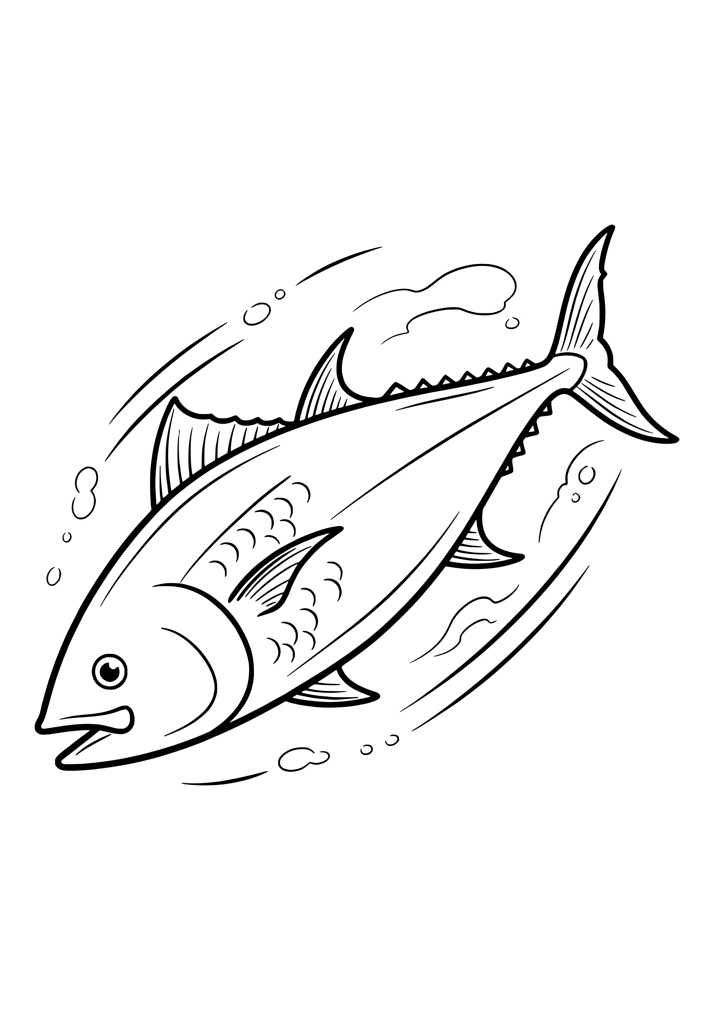 Tuna racing through the open sea free coloring page for kids