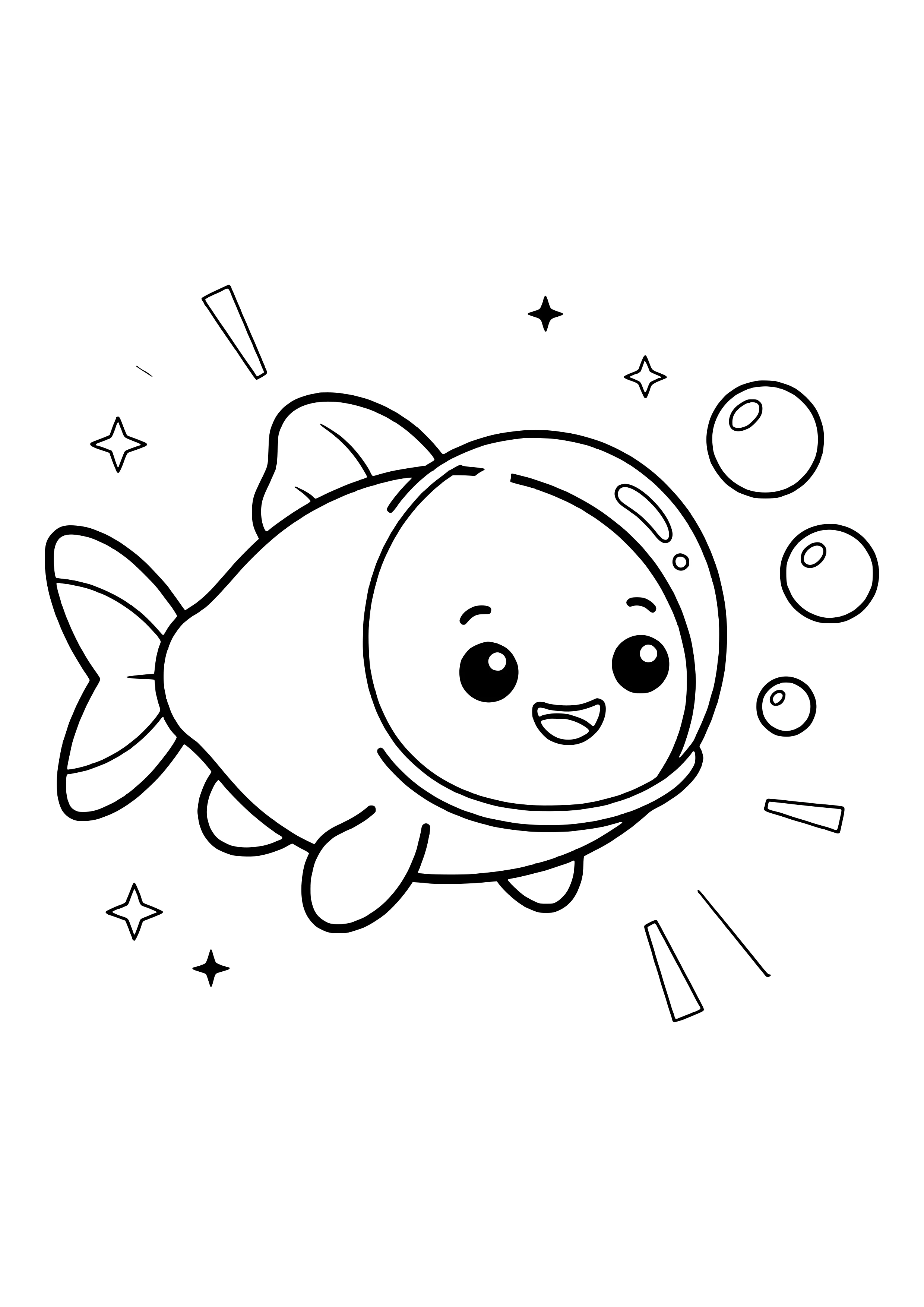 Deep-sea fish with a transparent head free coloring page for kids