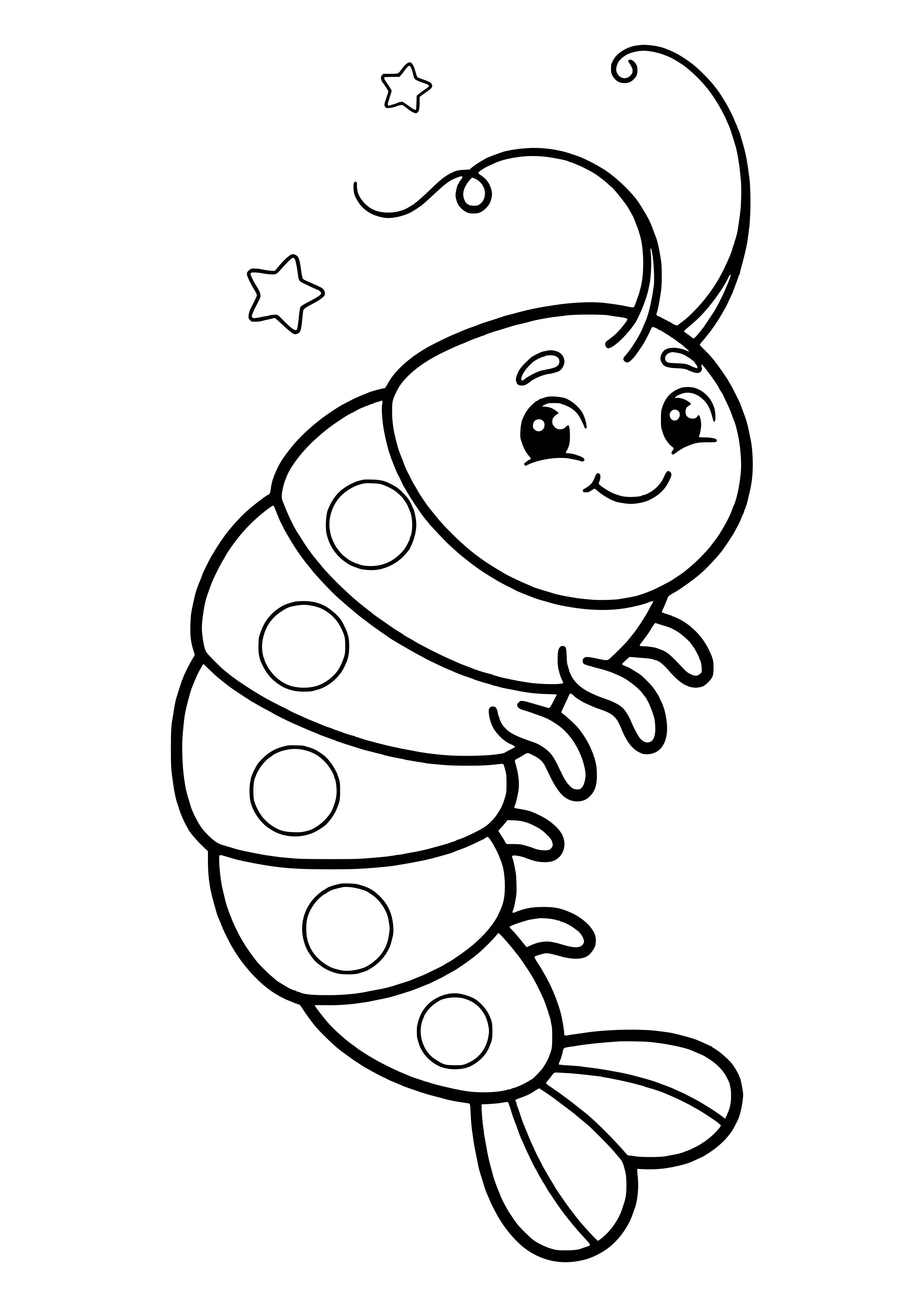 Tiefsee-Garnele mit Leuchtpunkten Ausmalbild kostenlos für Kinder