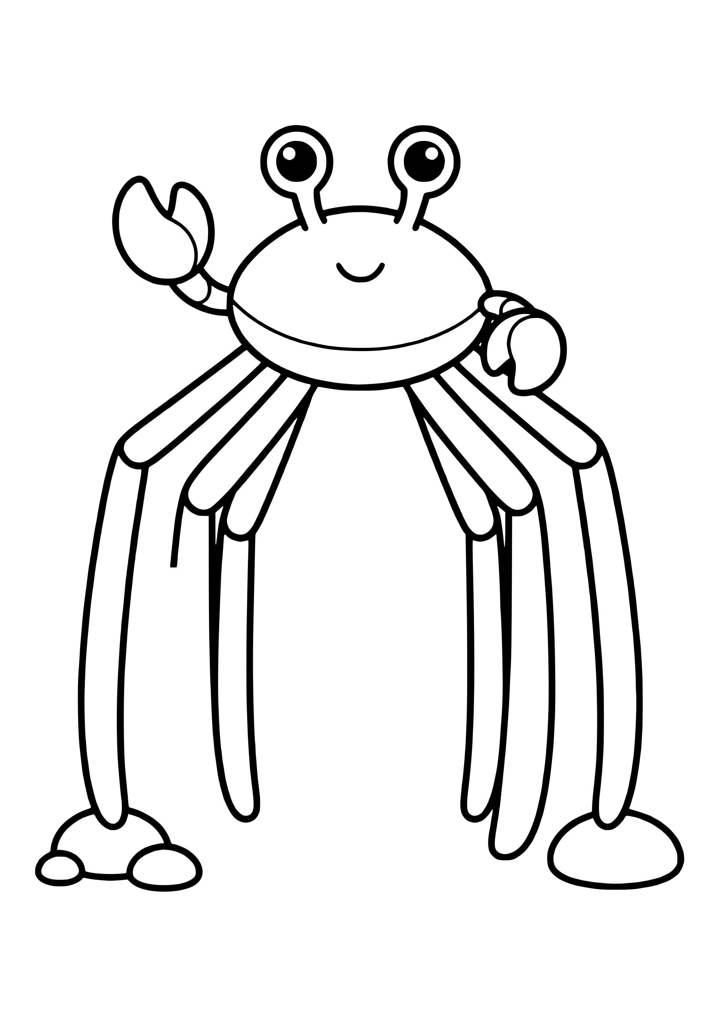 Deep-sea crab with long legs free coloring page for kids