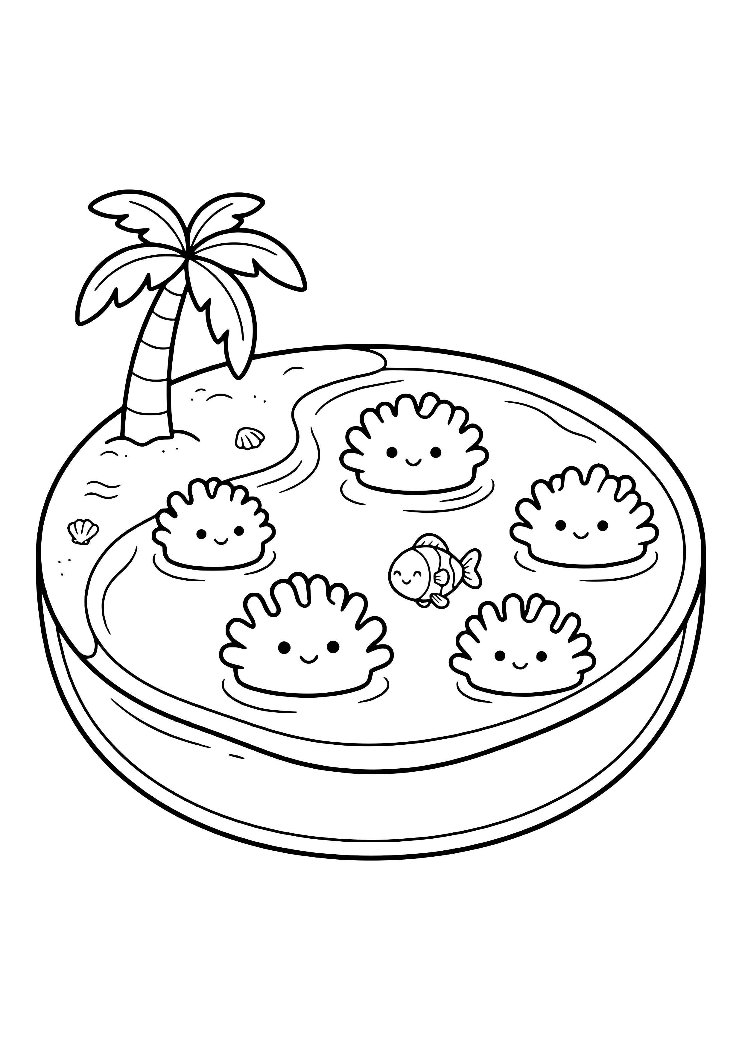 Turquoise lagoon with coral heads free coloring page for kids