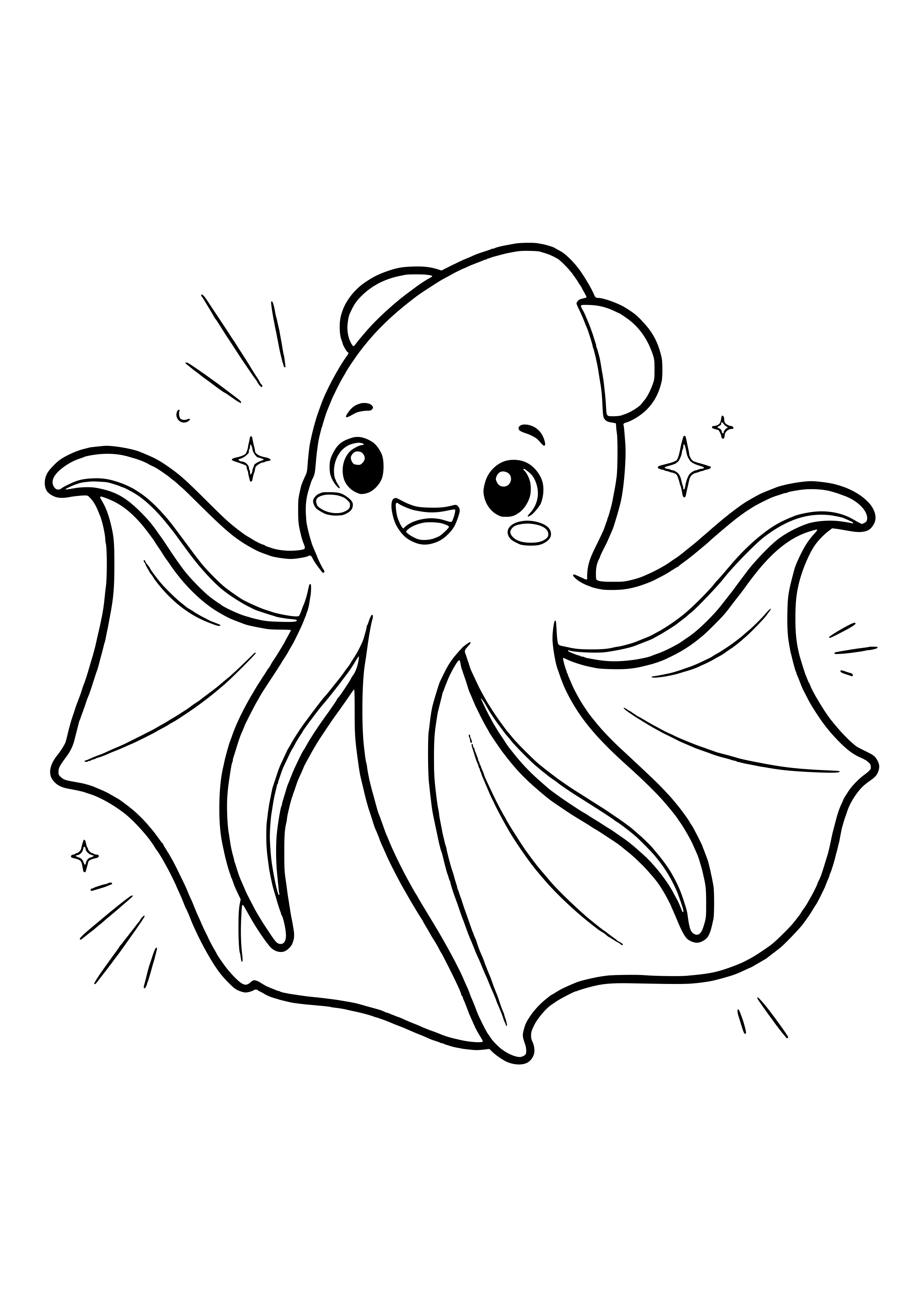 Vampire squid floating mysteriously free coloring page for kids