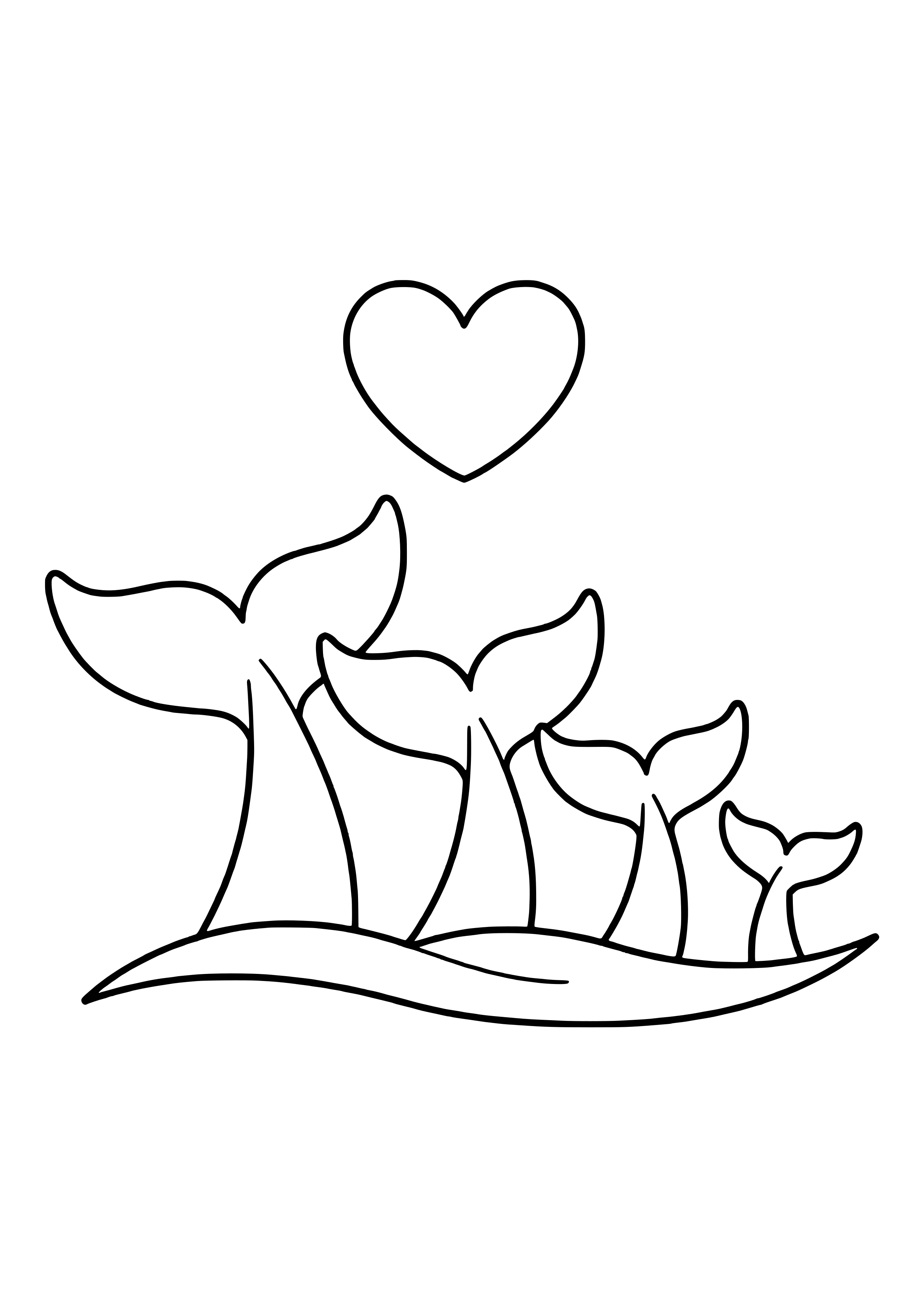 Wal-Familie beim gemeinsamen Abtauchen Ausmalbild kostenlos für Kinder