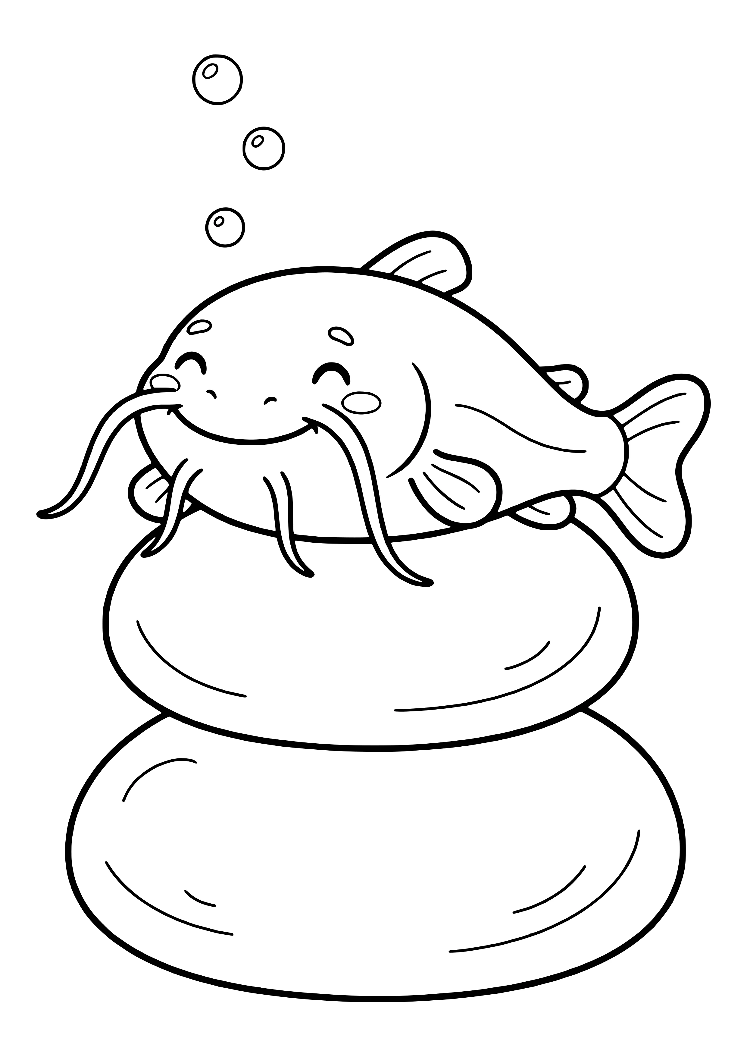 Catfish at the river bottom free coloring page for kids
