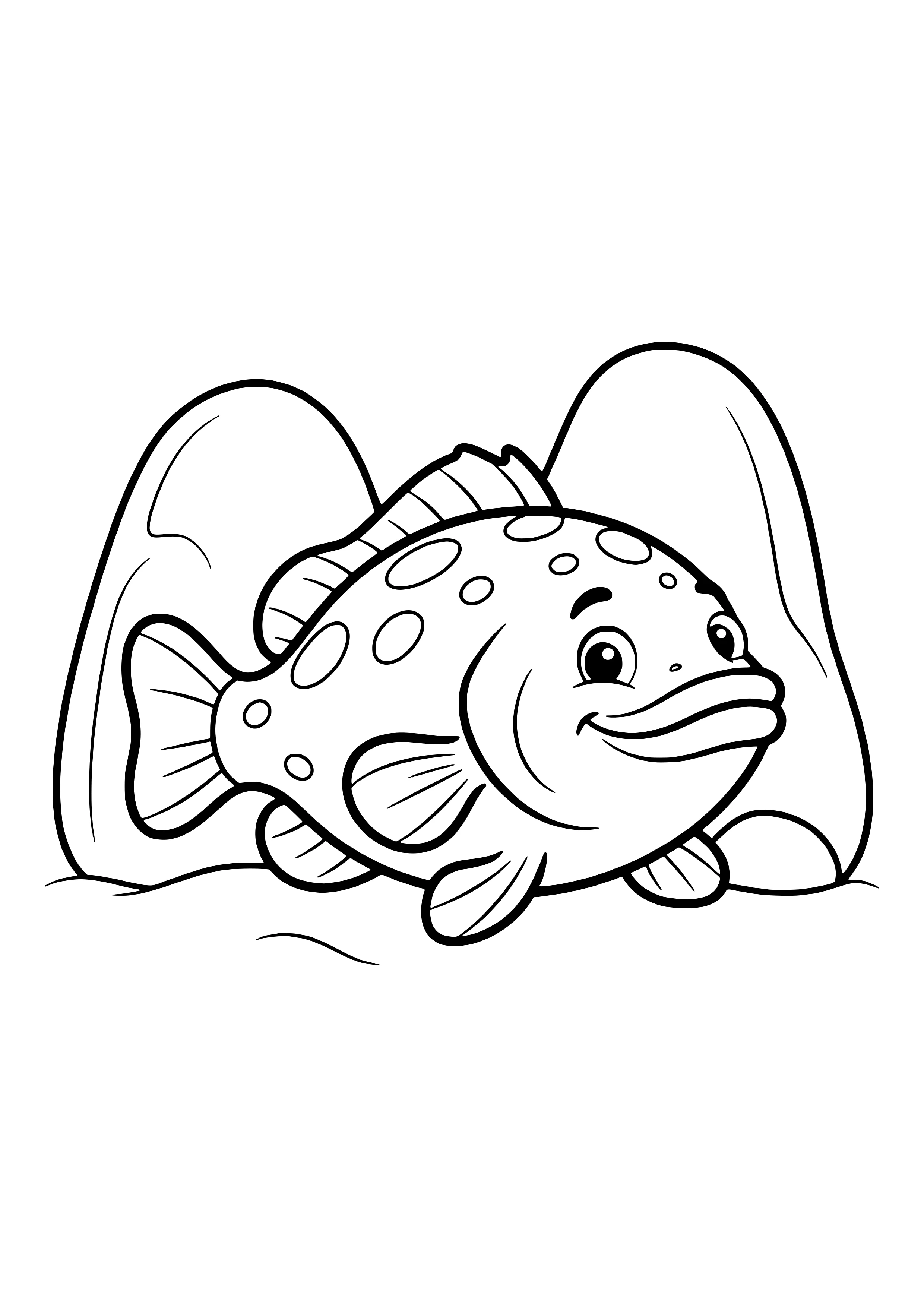 Grouper between rocks free coloring page for kids