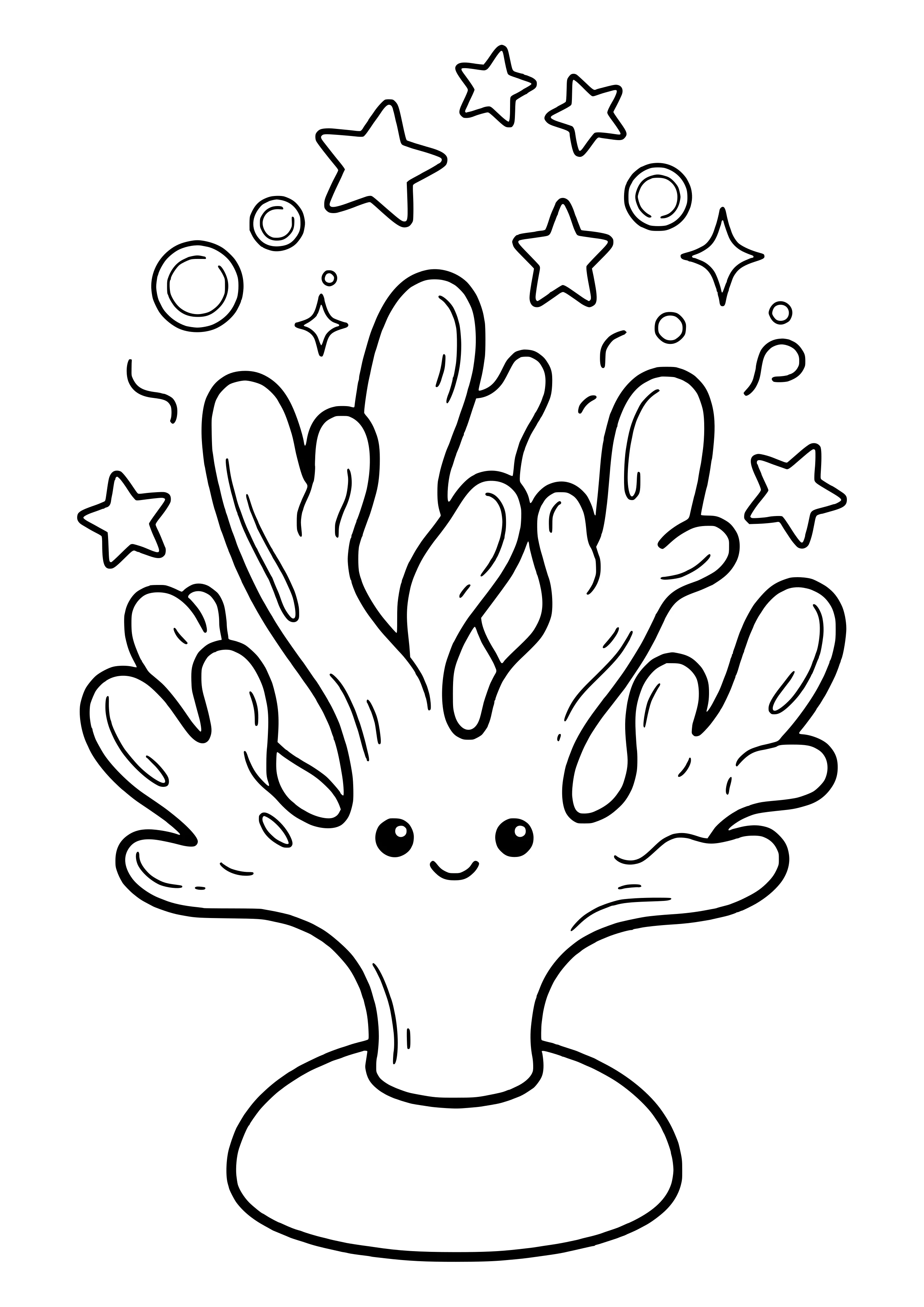 Magical coral glowing enchantingly free coloring page for kids