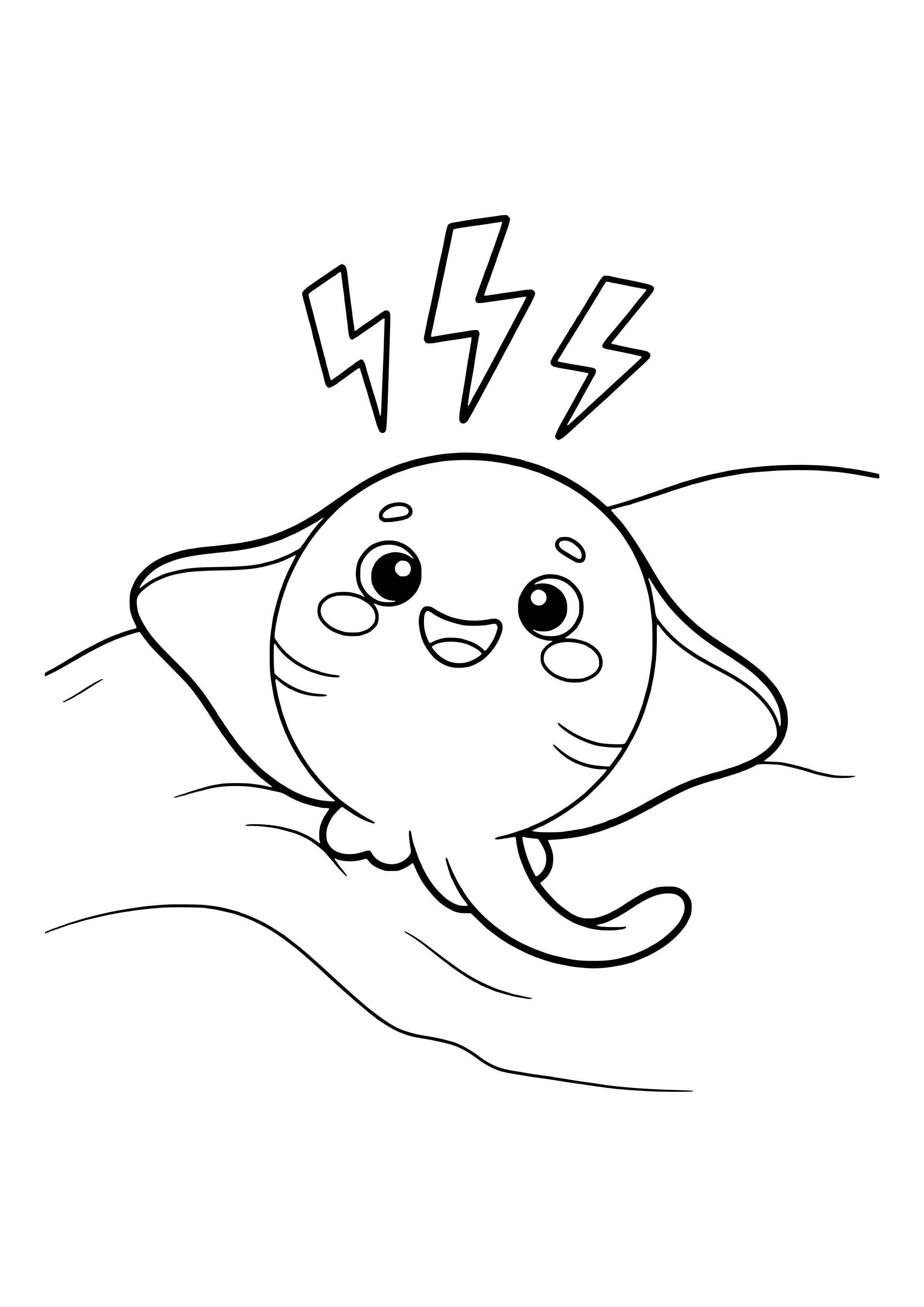 Electric ray buried in sand free coloring page for kids