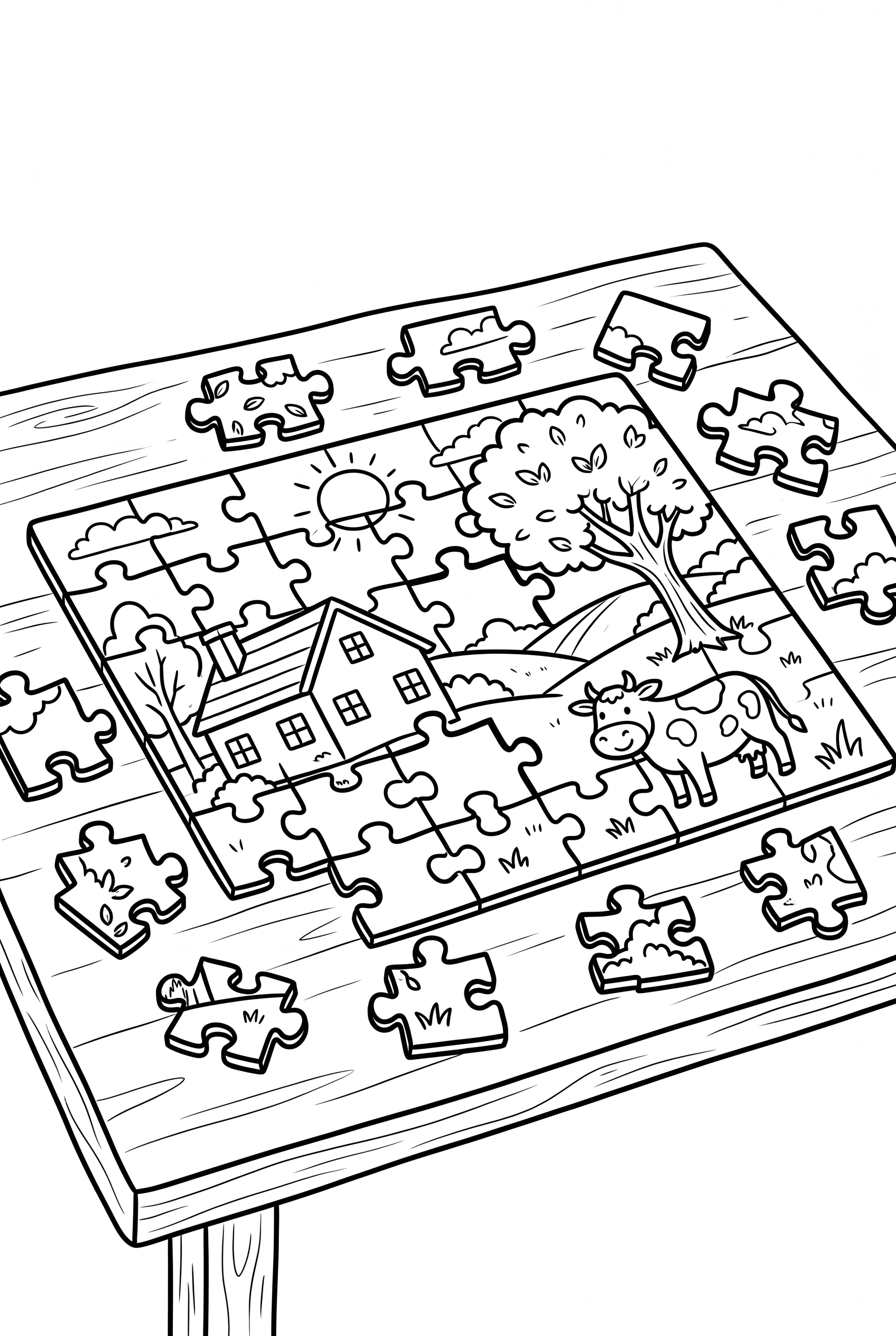 Puzzle in progress coloring page