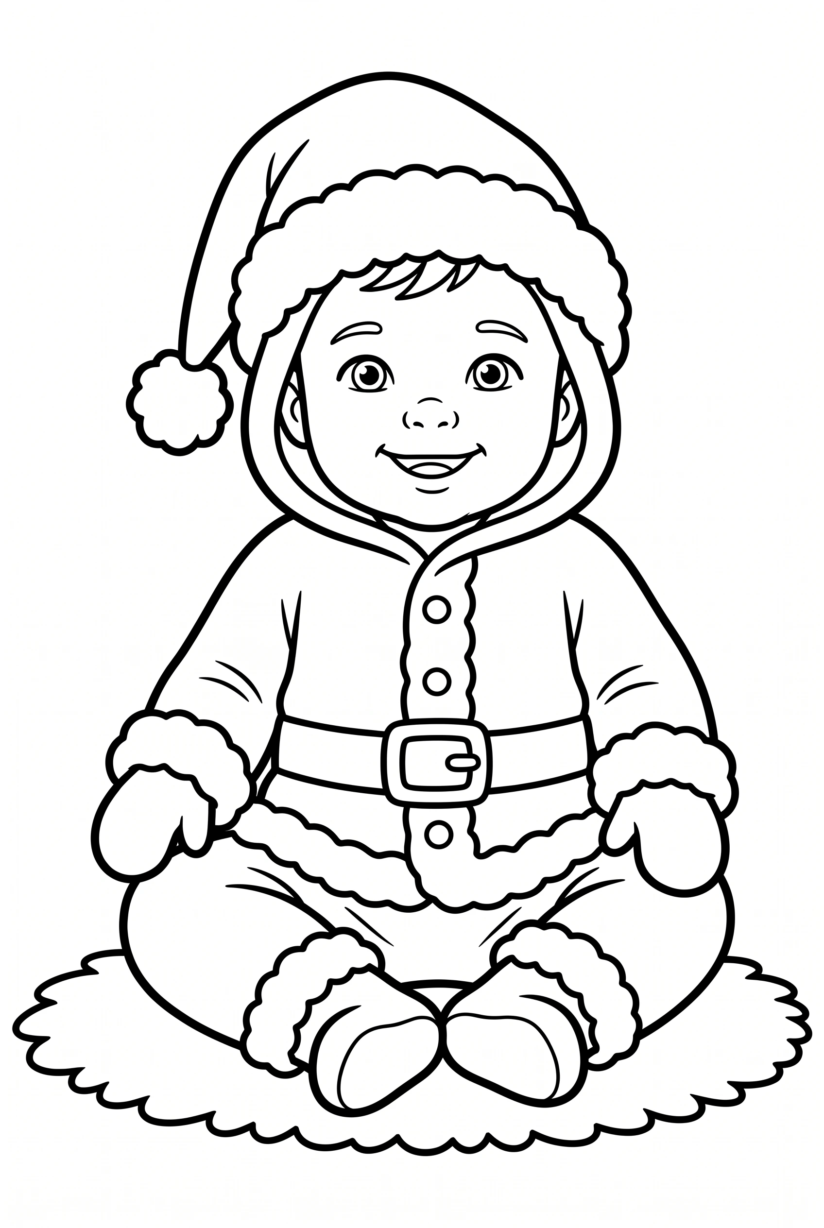 Baby in a Santa onesie coloring page