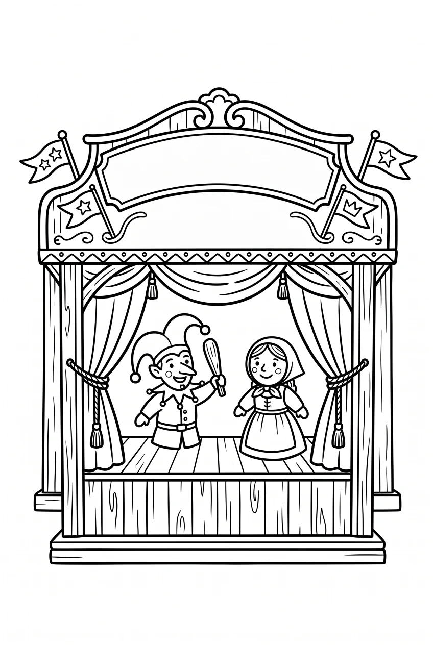 Puppet theater coloring page