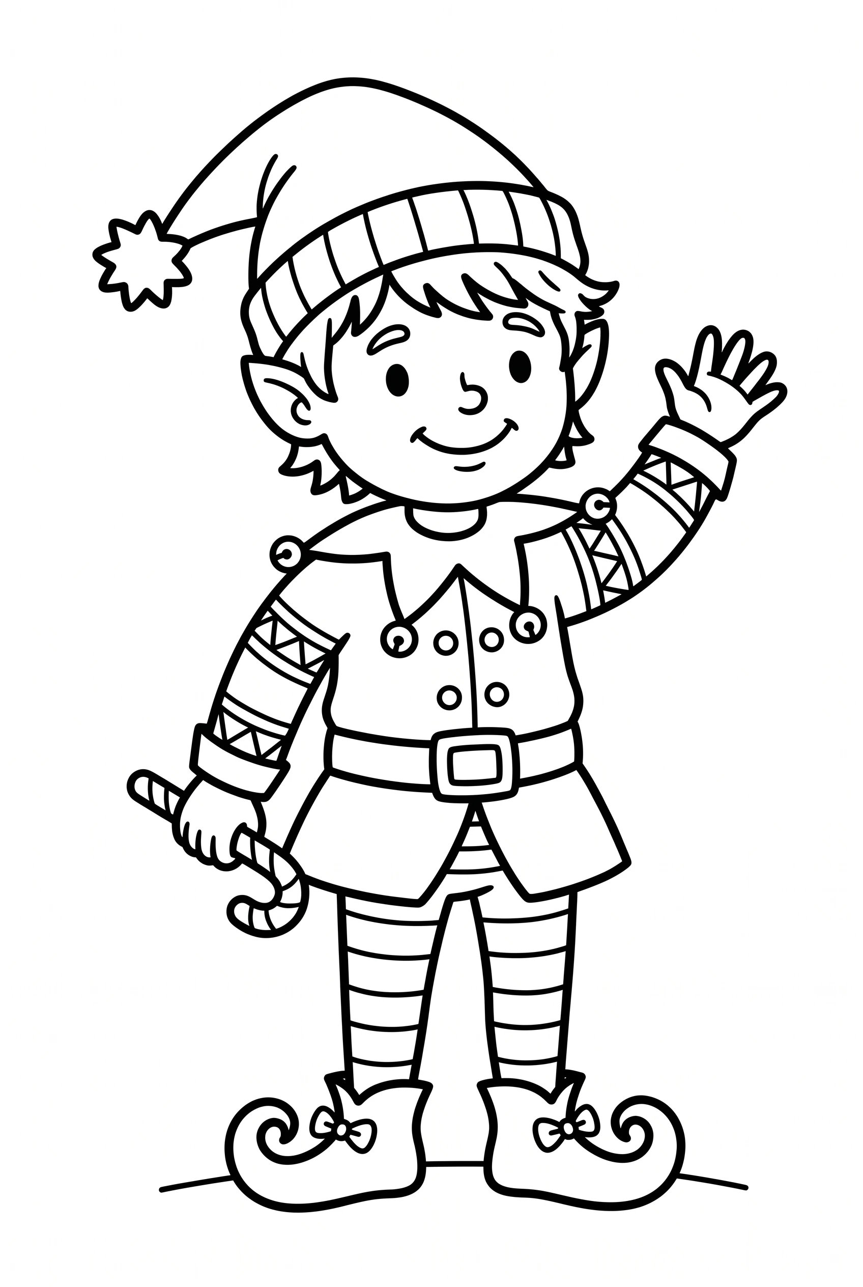 Kid dressed as a fantasy elf with pointed ears coloring page