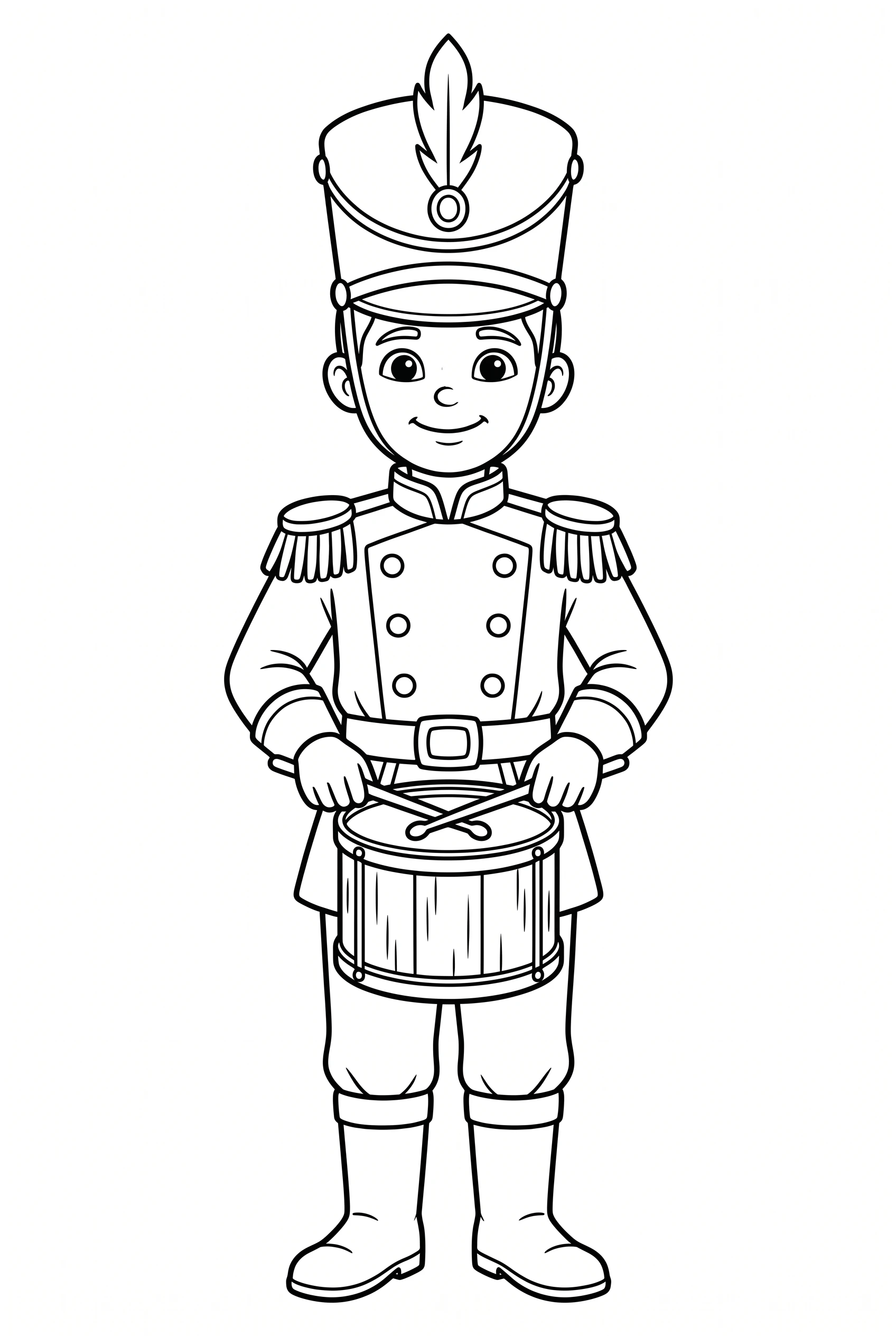 Kid dressed as a nutcracker soldier coloring page
