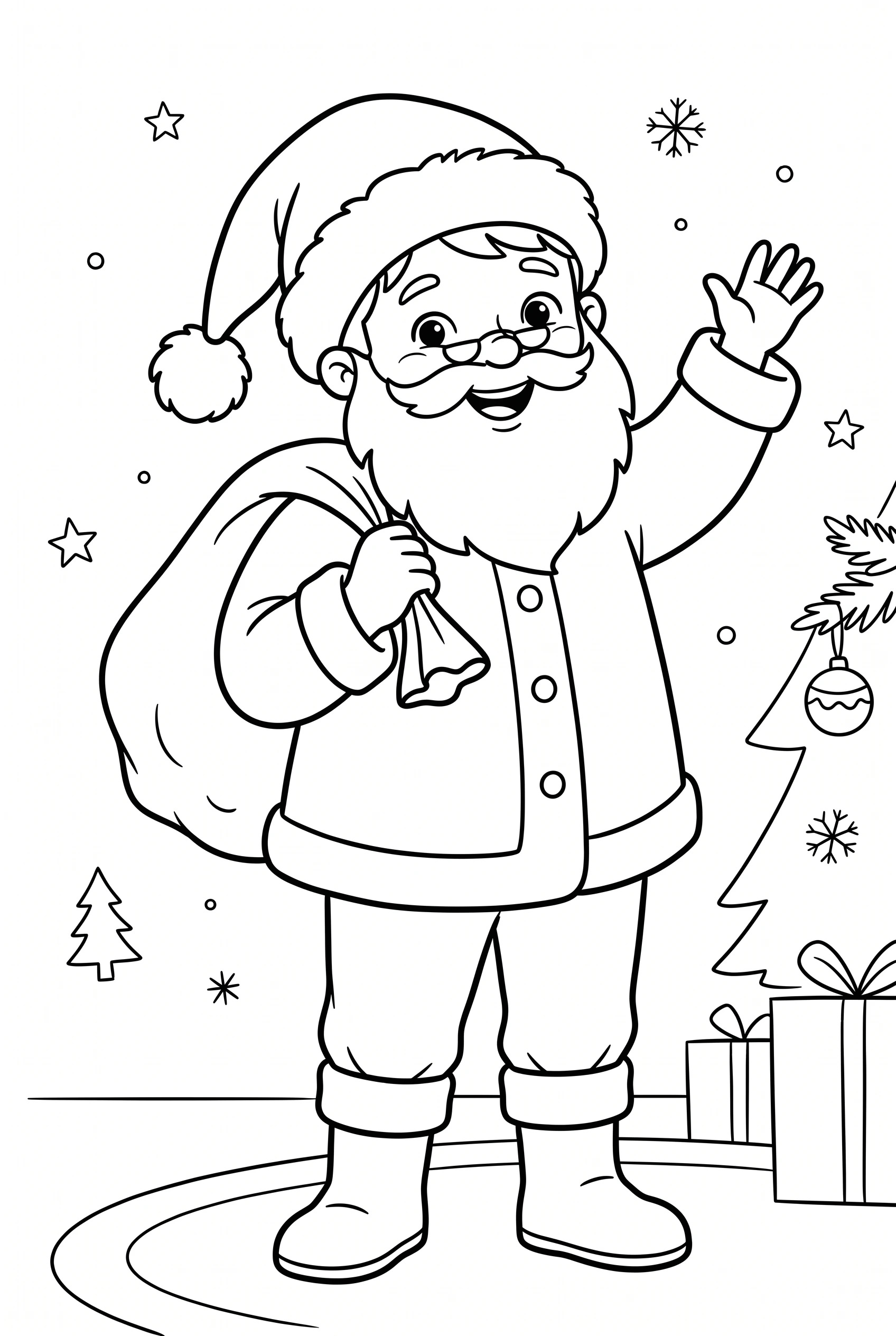 Kind verkleidet als Weihnachtsmann Ausmalbild