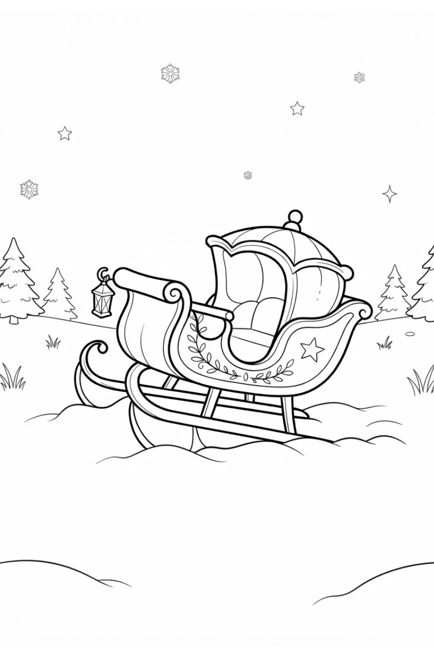 Leerer Schlitten im Schnee Ausmalbild kostenlos drucken
