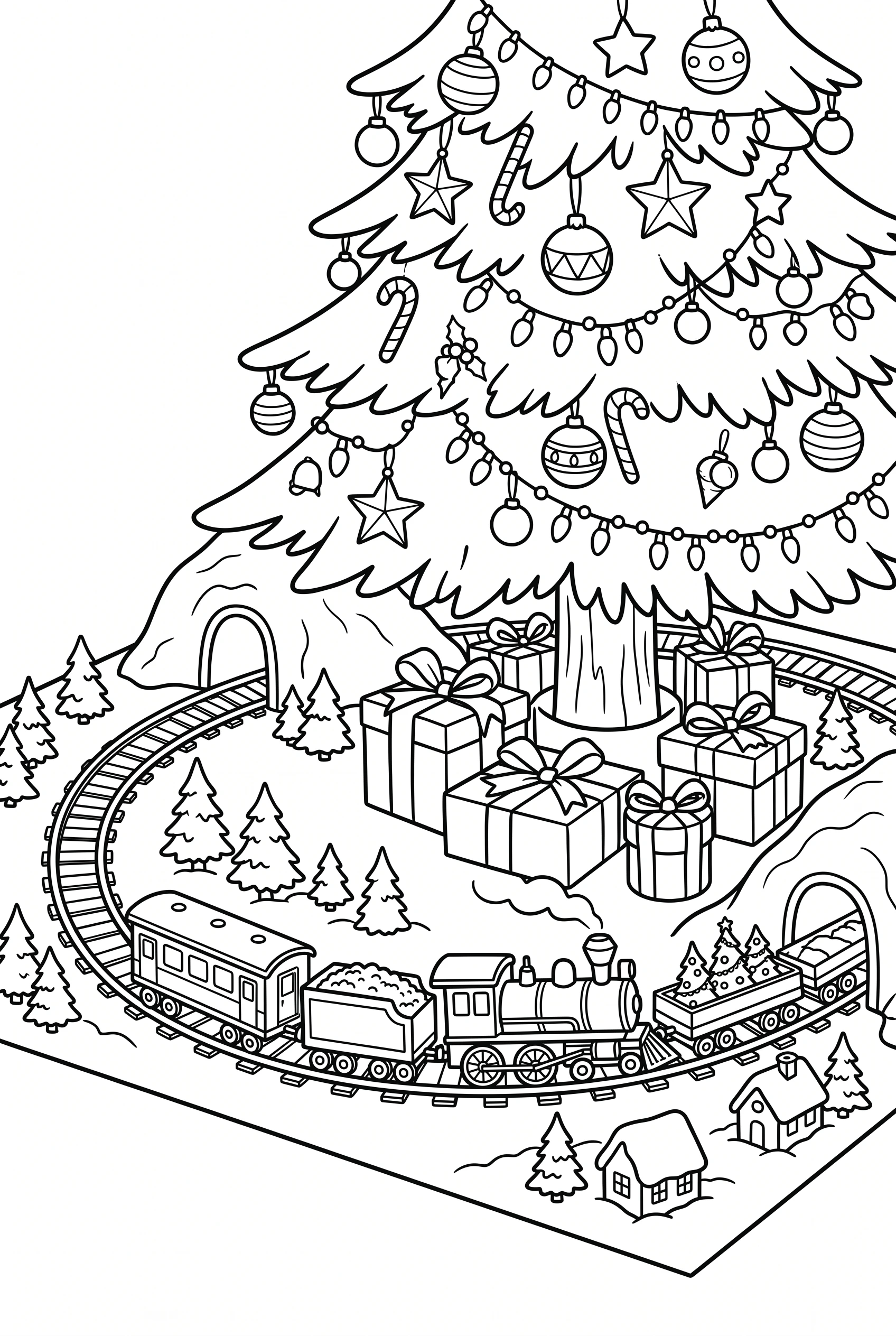 Model train set coloring page