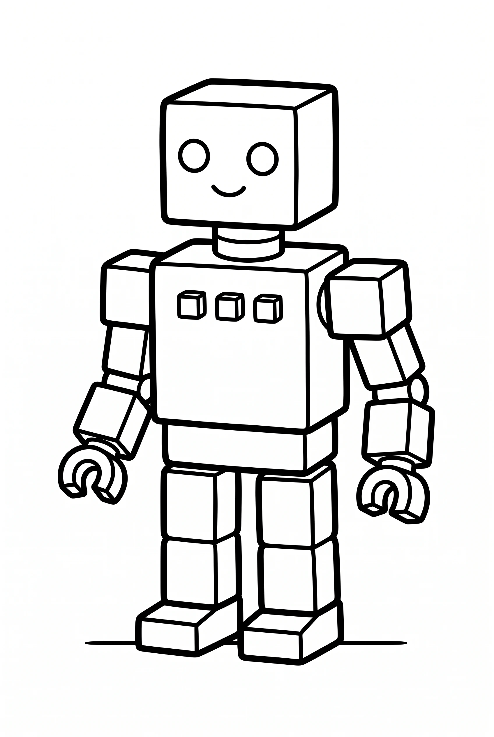 Robot built from building blocks coloring page
