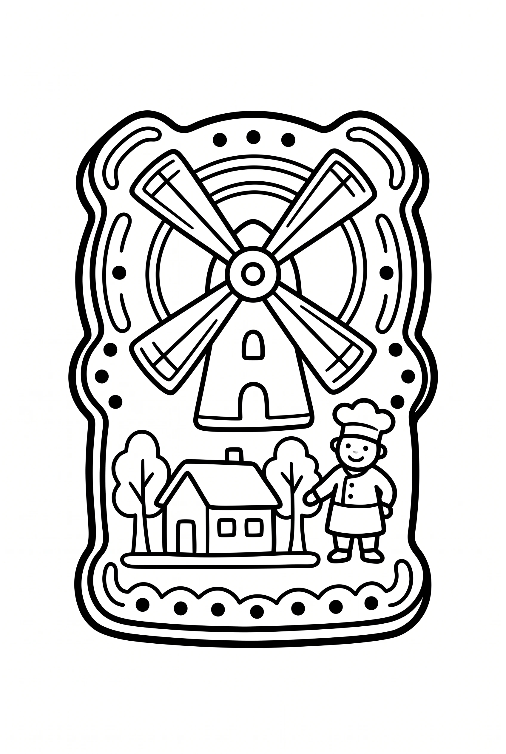Coloring page of a speculaas cookie cutter with a classic relief pattern