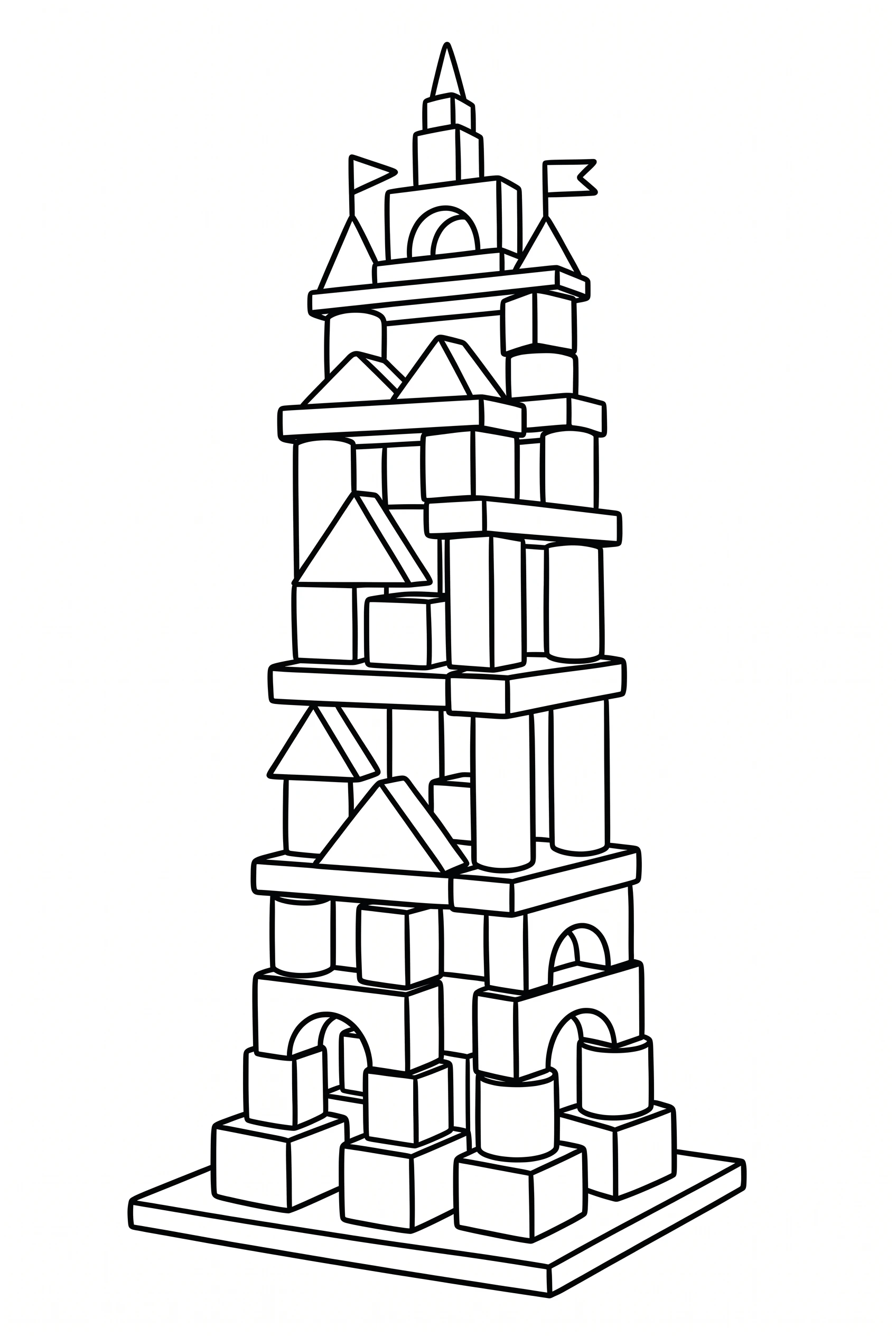 Tower of building blocks coloring page