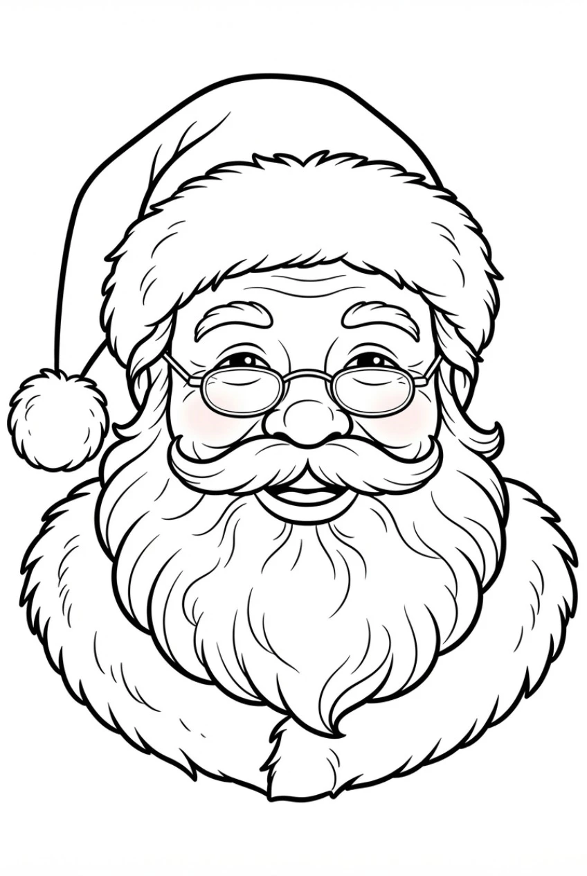 Weihnachtsmann Portrait Nahaufnahme Ausmalbild kostenlos drucken
