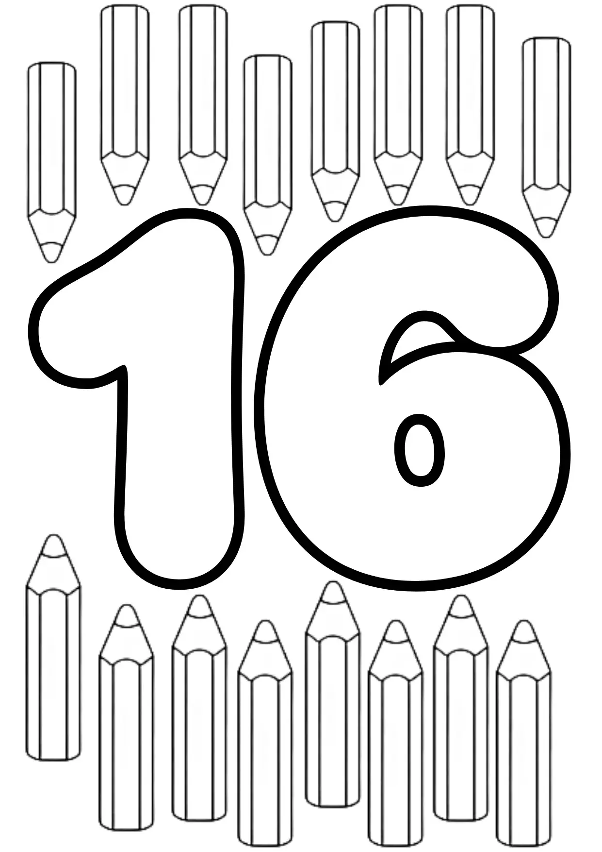 Zahl 16 ausmalen