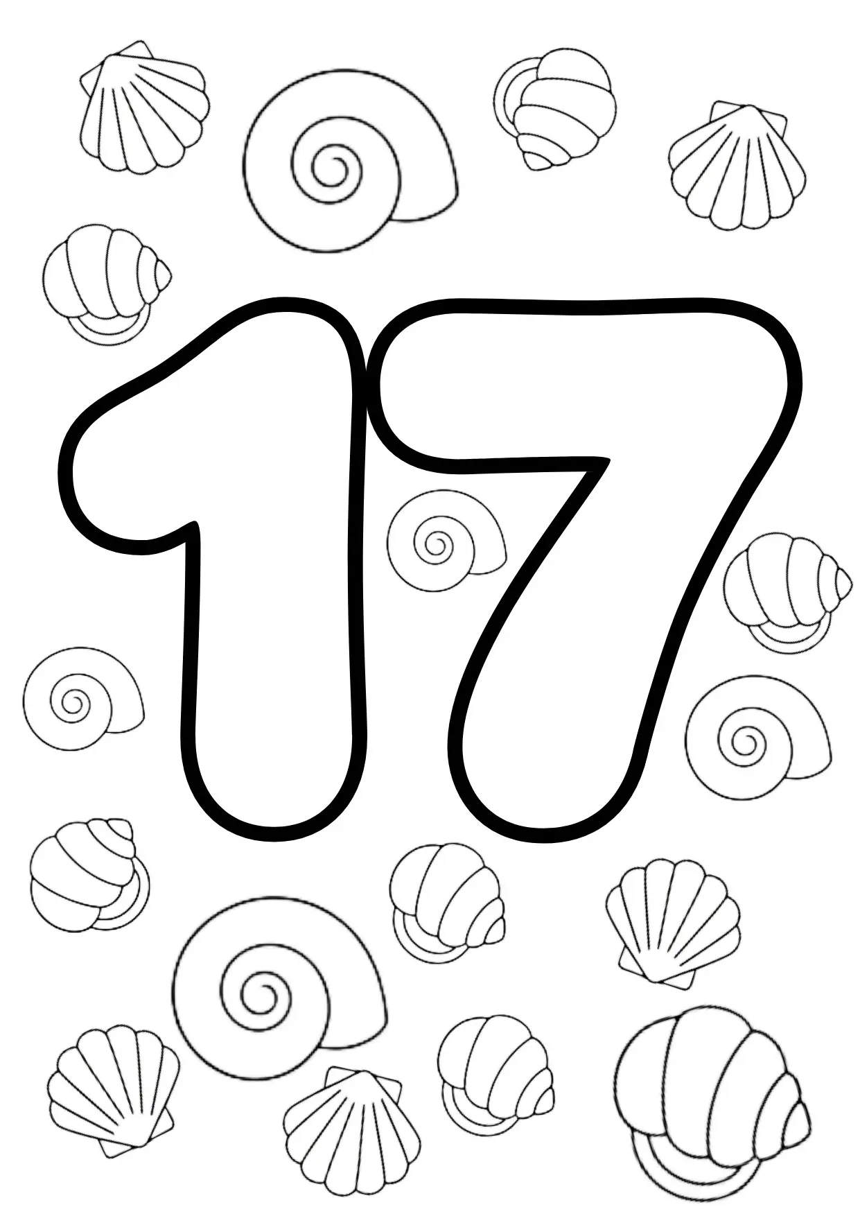 Zahl 17 ausmalen